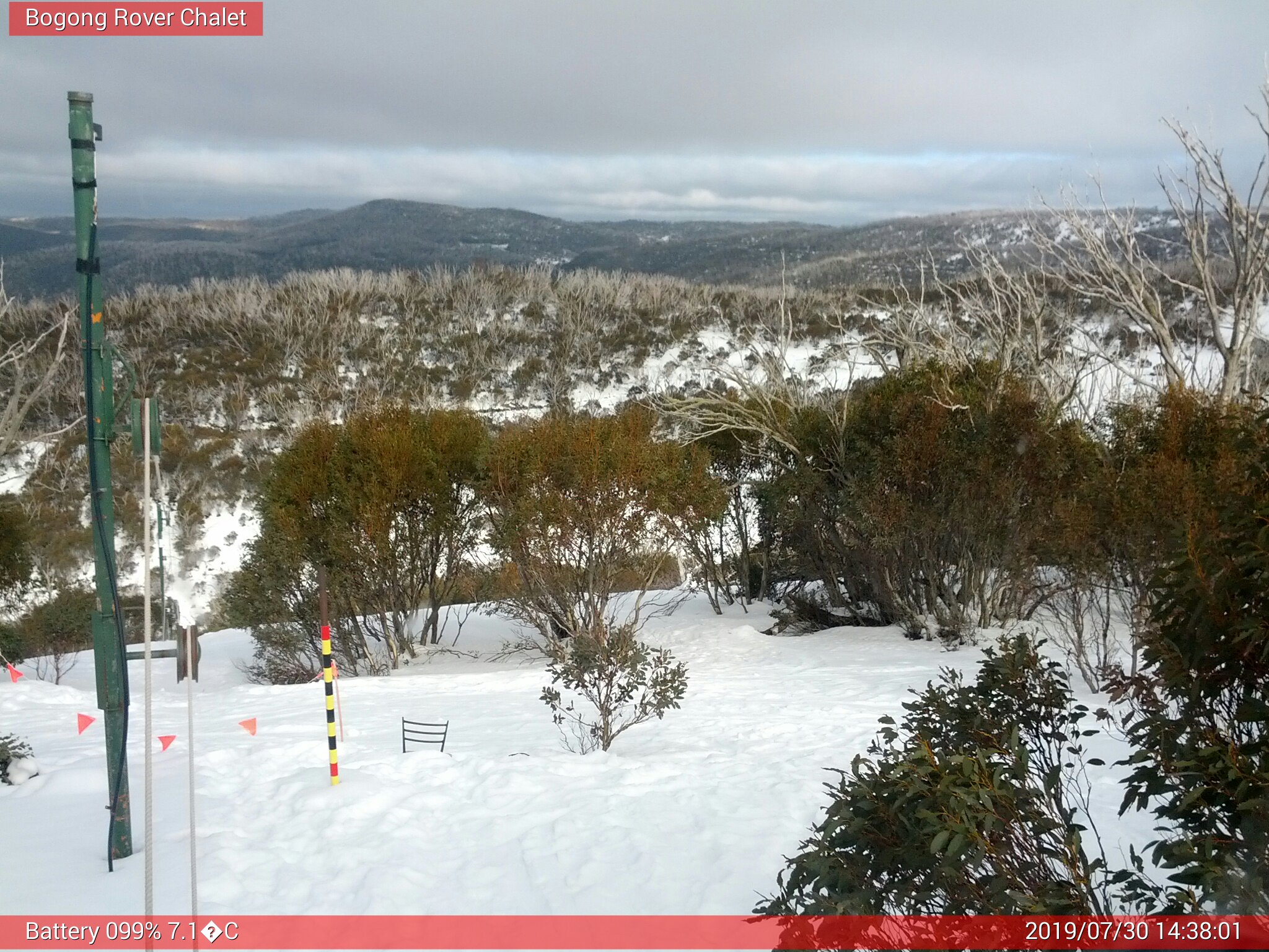 Bogong Web Cam 2:38pm Tuesday 30th of July 2019