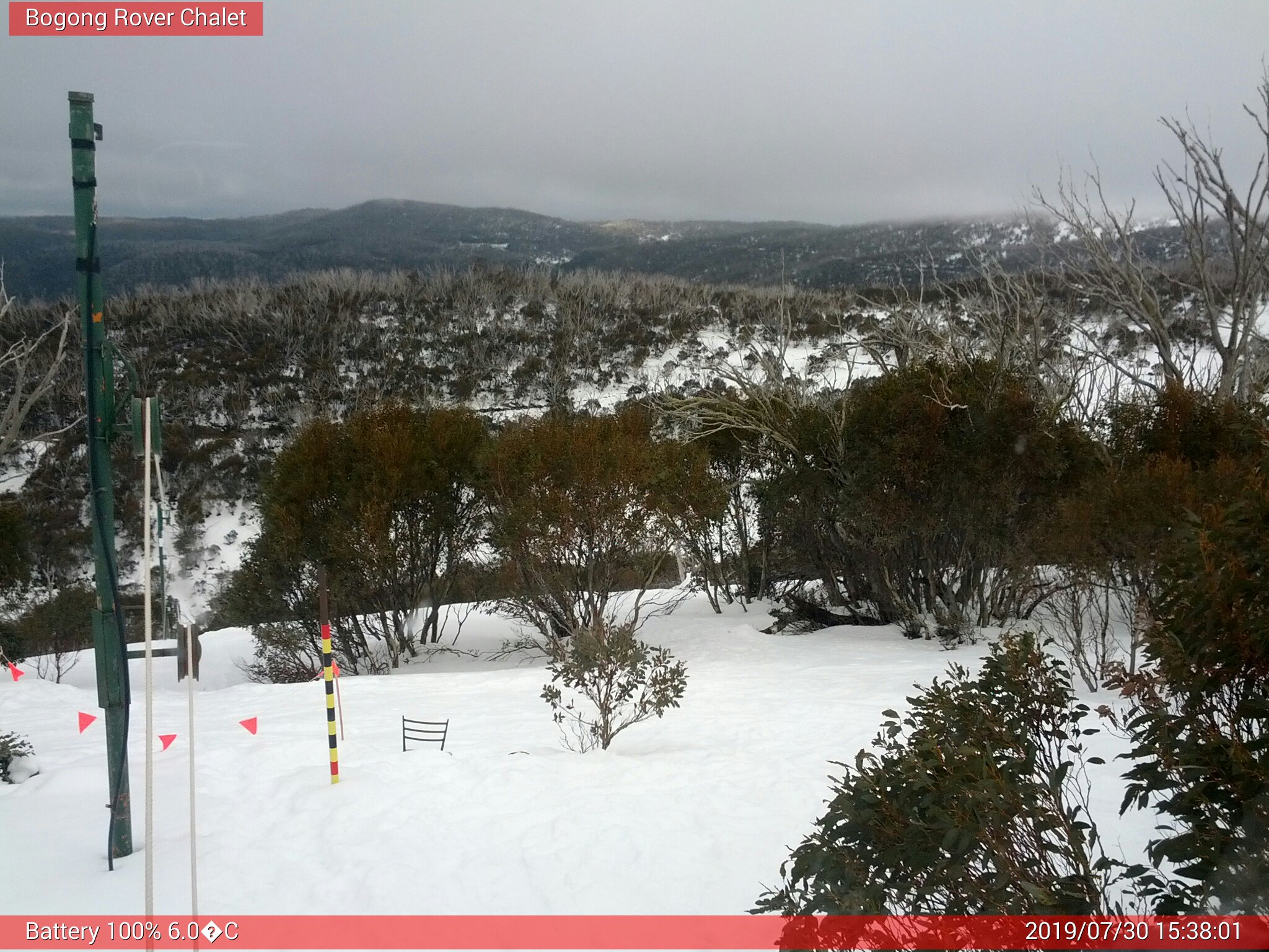 Bogong Web Cam 3:38pm Tuesday 30th of July 2019