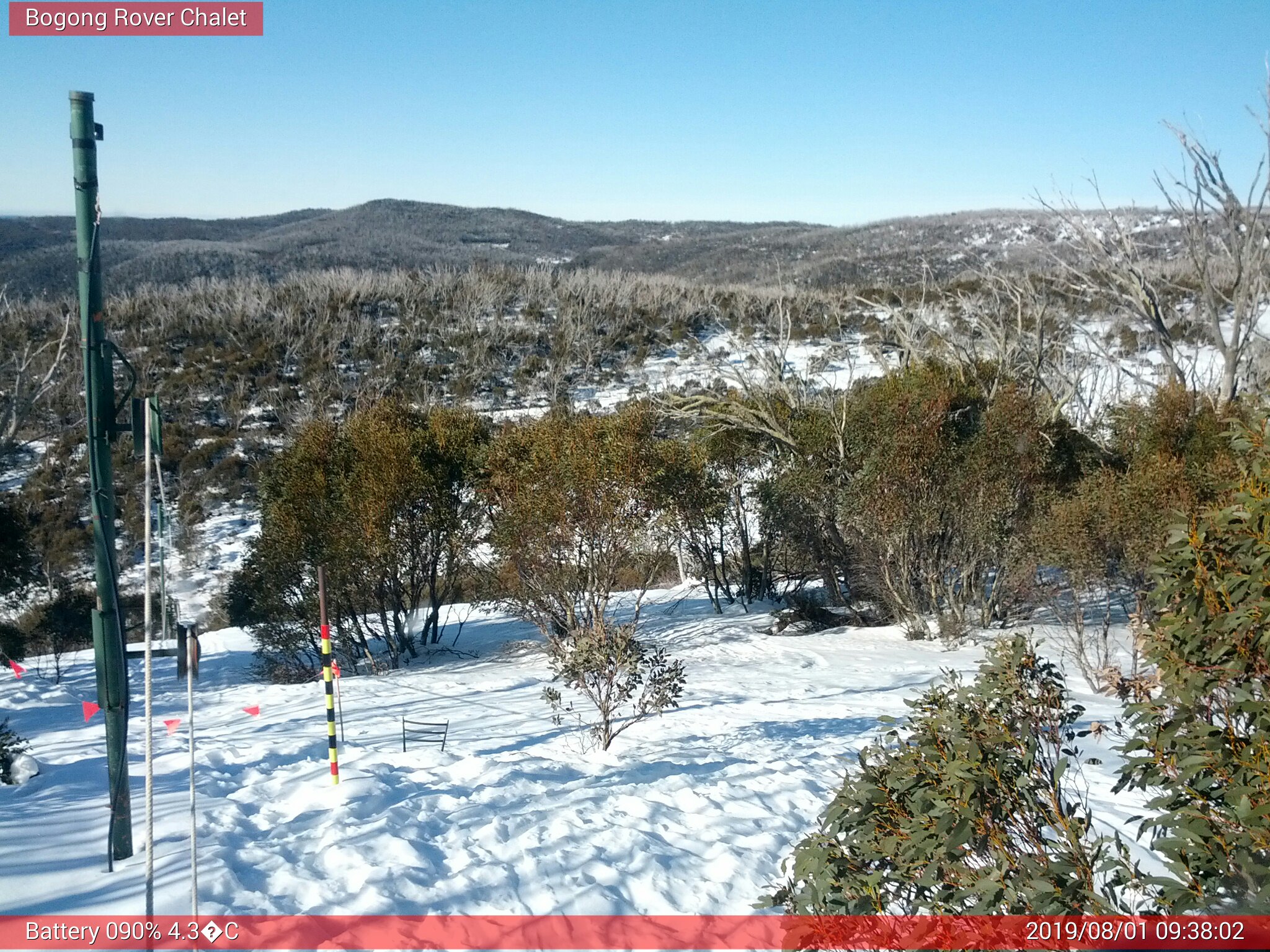 Bogong Web Cam 9:38am Thursday 1st of August 2019