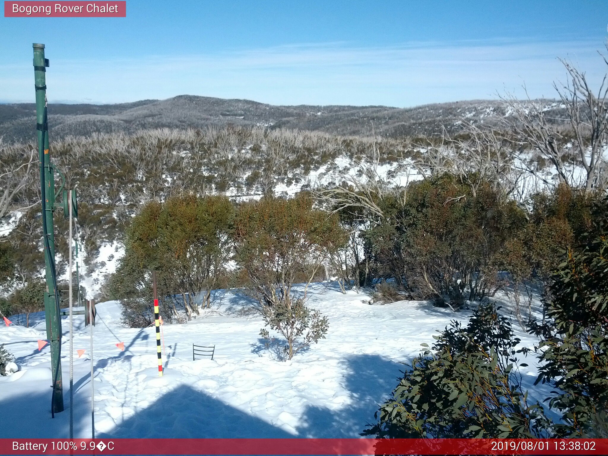 Bogong Web Cam 1:38pm Thursday 1st of August 2019