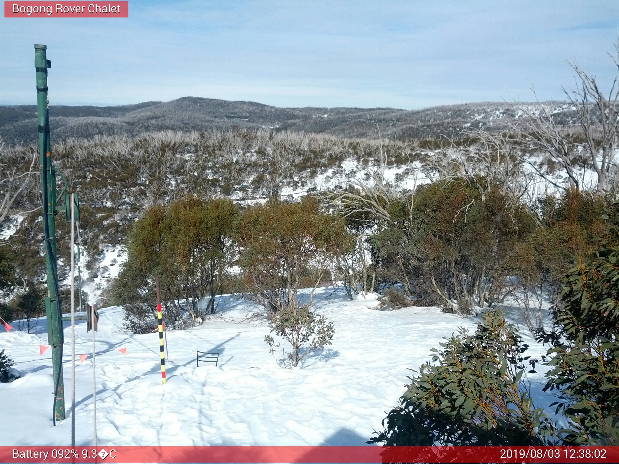 Bogong Web Cam 12:38pm Saturday 3rd of August 2019