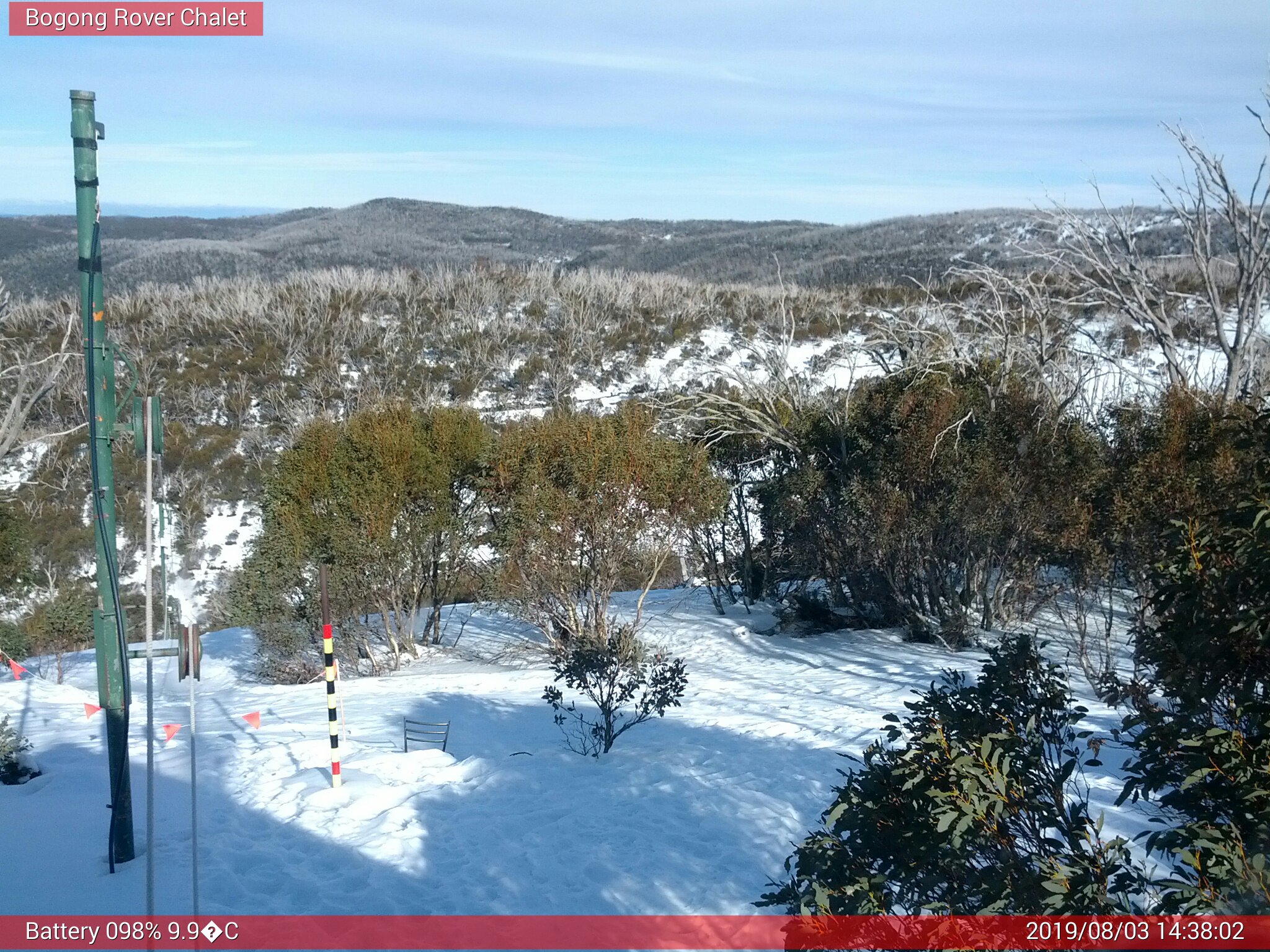 Bogong Web Cam 2:38pm Saturday 3rd of August 2019