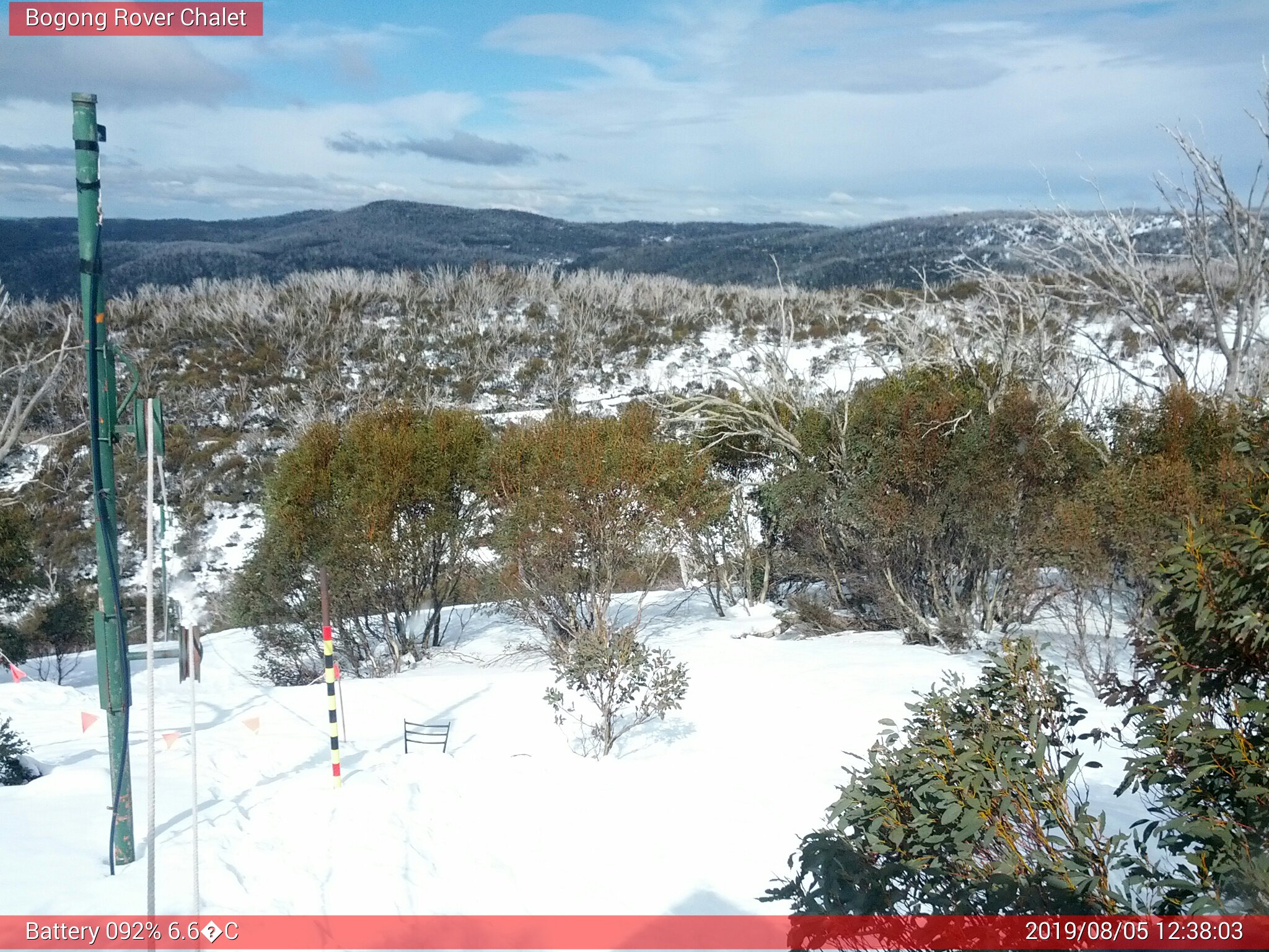 Bogong Web Cam 12:38pm Monday 5th of August 2019