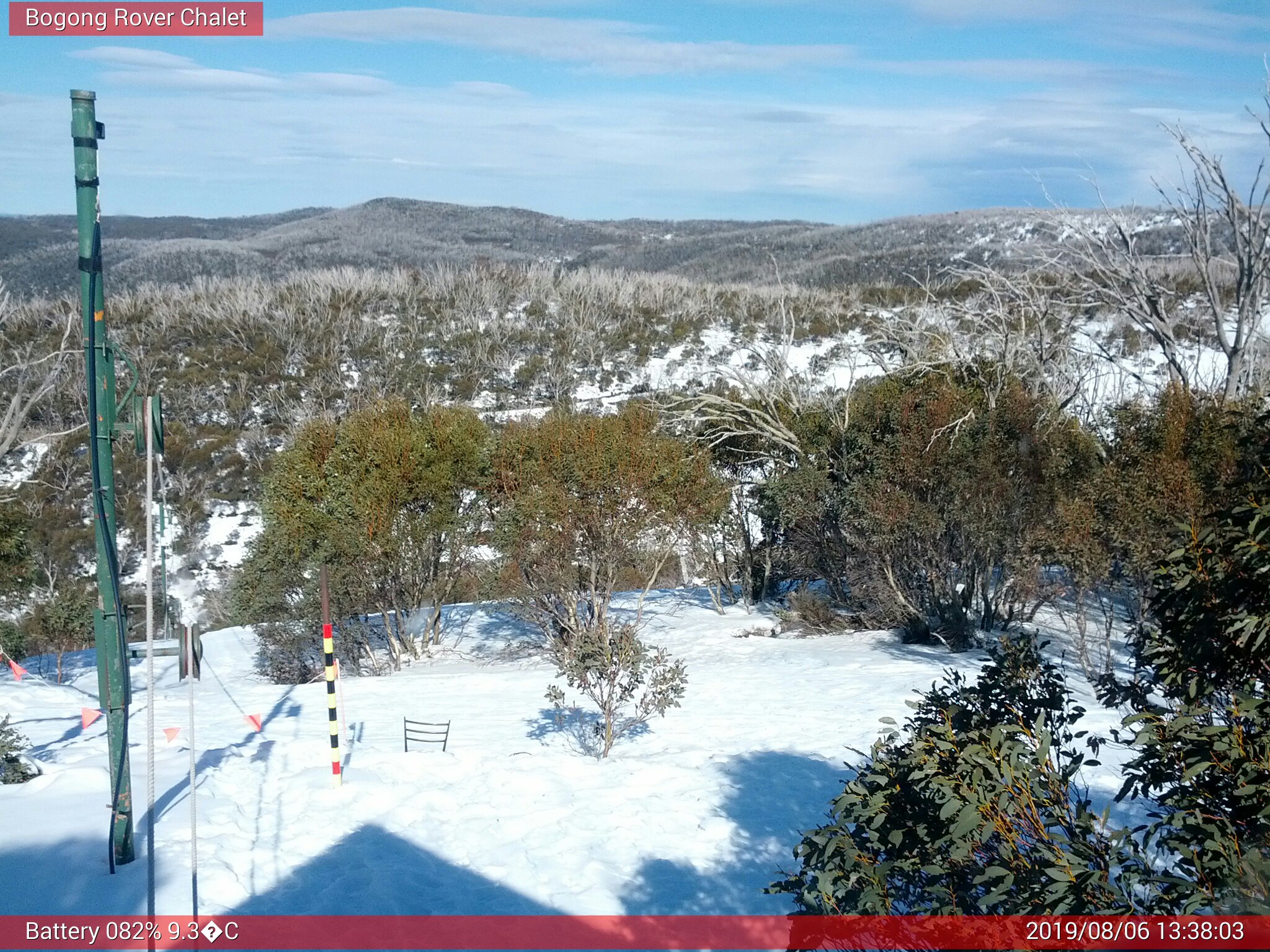 Bogong Web Cam 1:38pm Tuesday 6th of August 2019