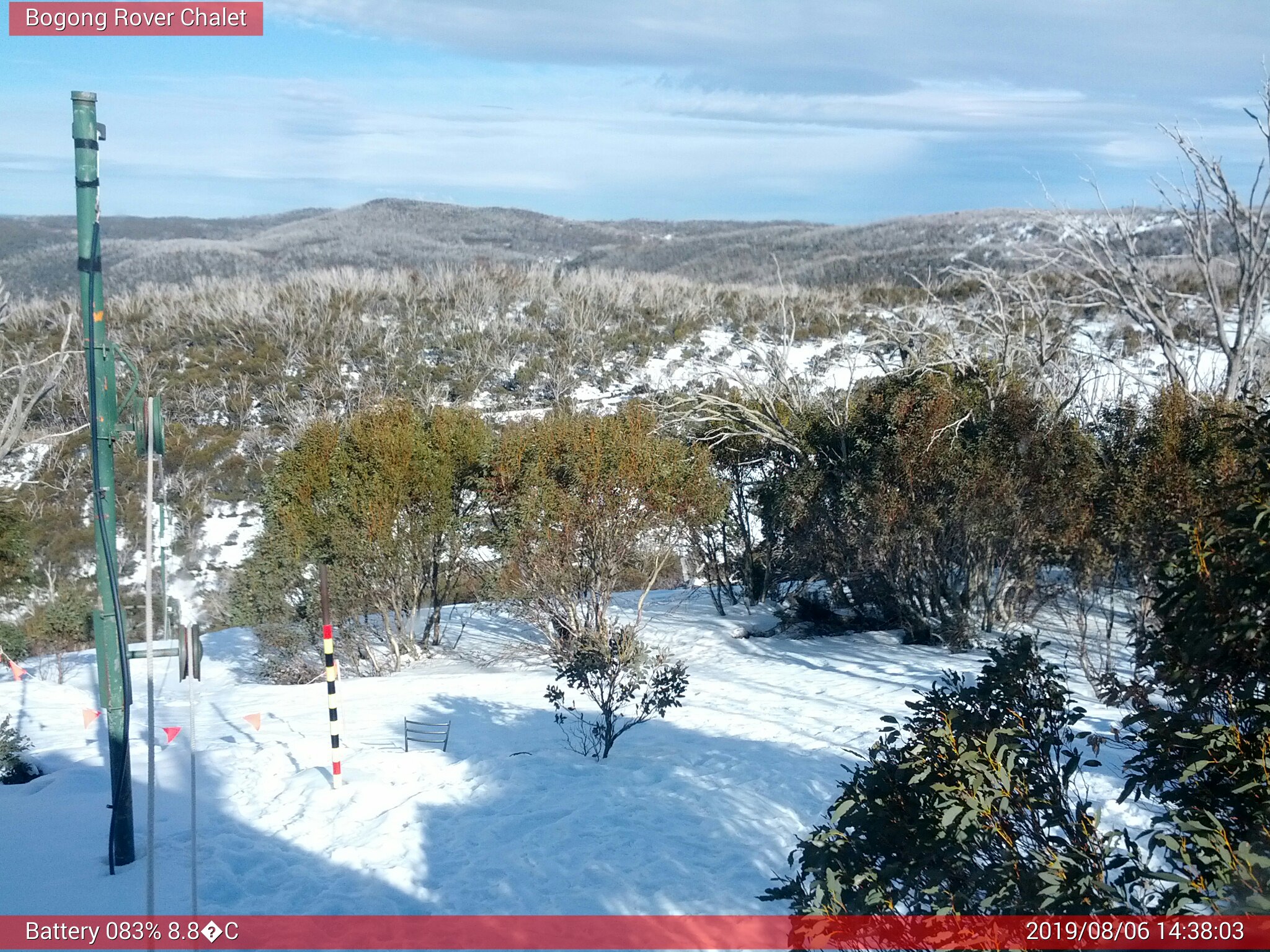 Bogong Web Cam 2:38pm Tuesday 6th of August 2019