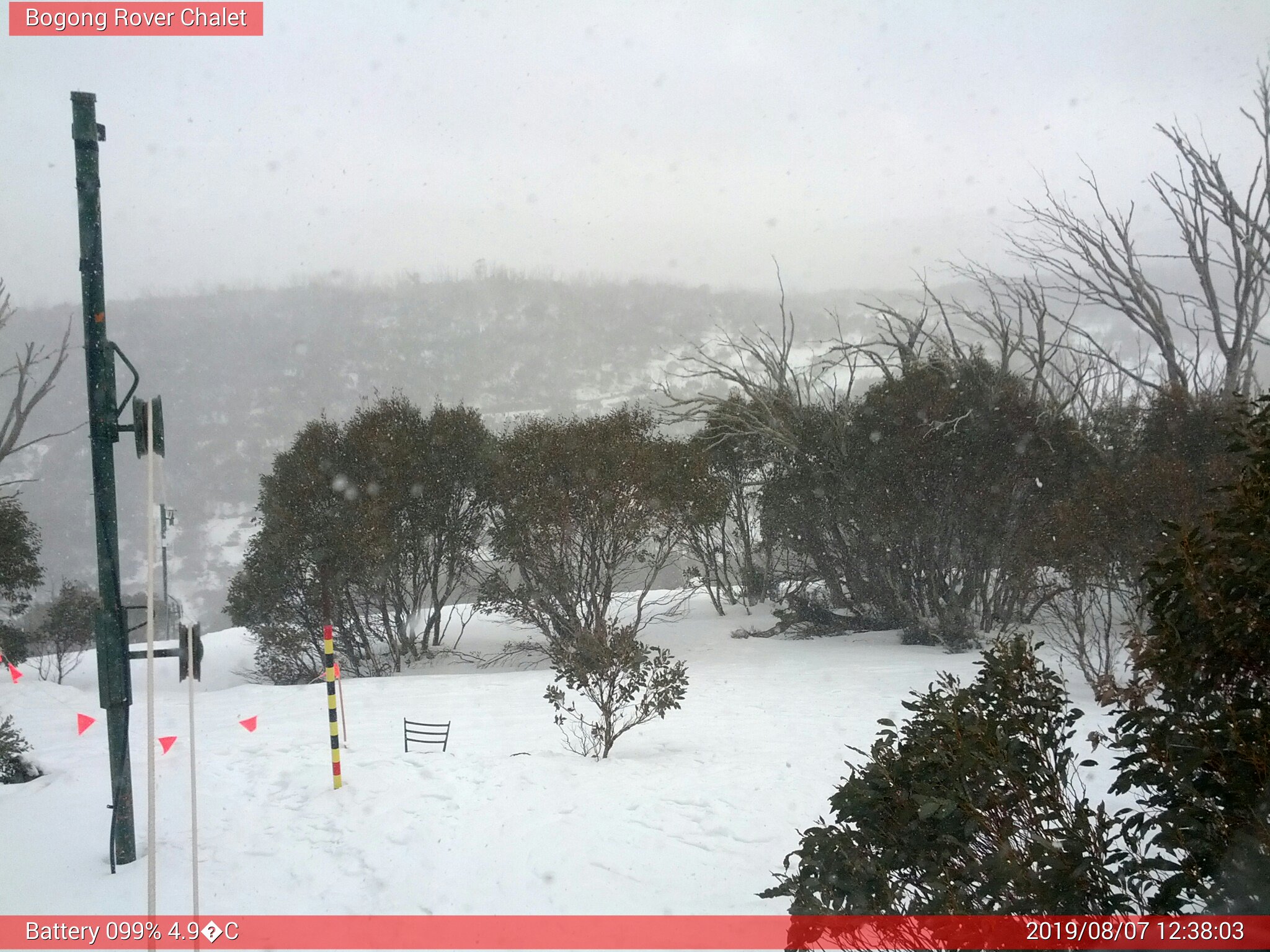 Bogong Web Cam 12:38pm Wednesday 7th of August 2019