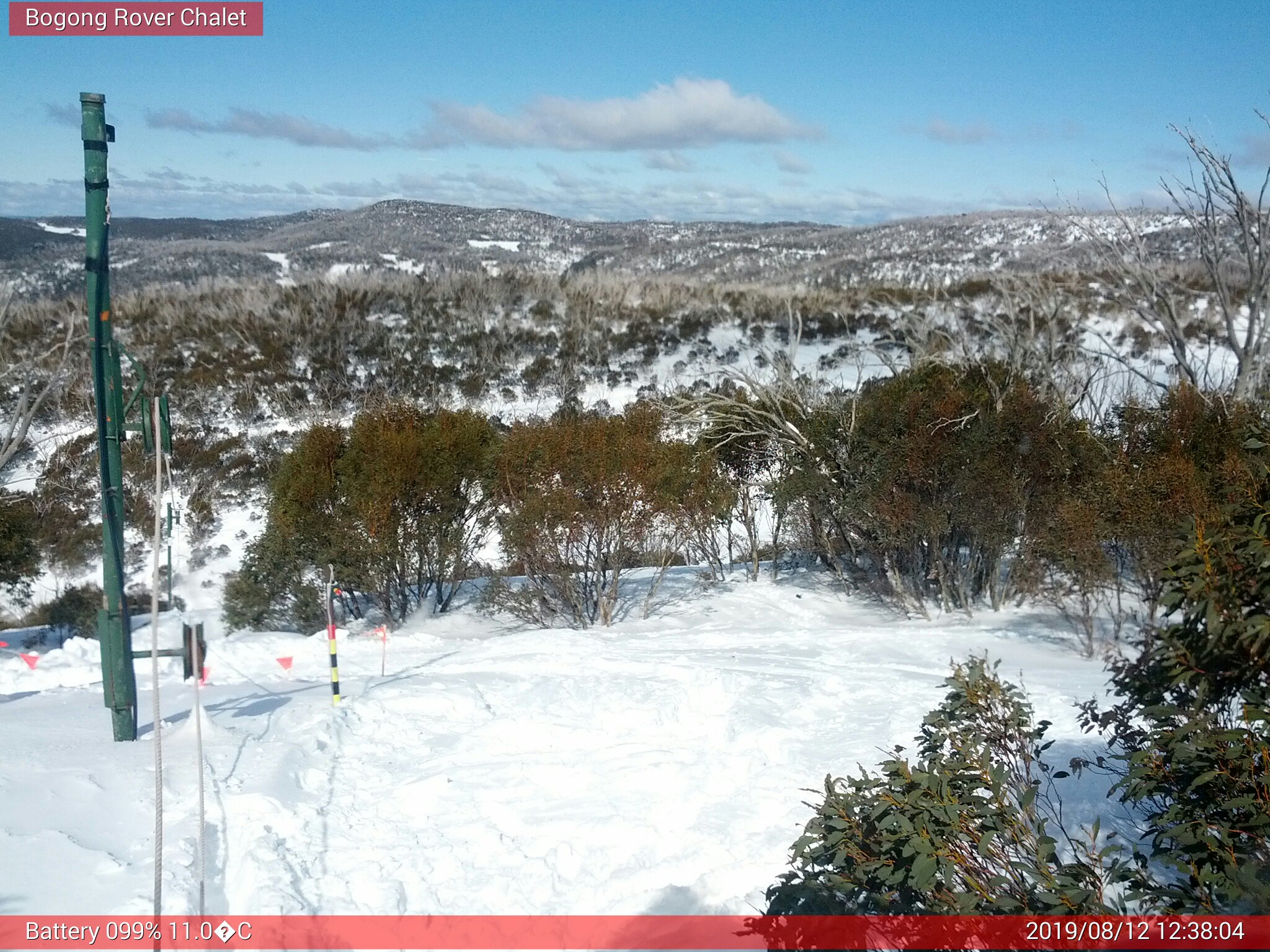 Bogong Web Cam 12:38pm Monday 12th of August 2019