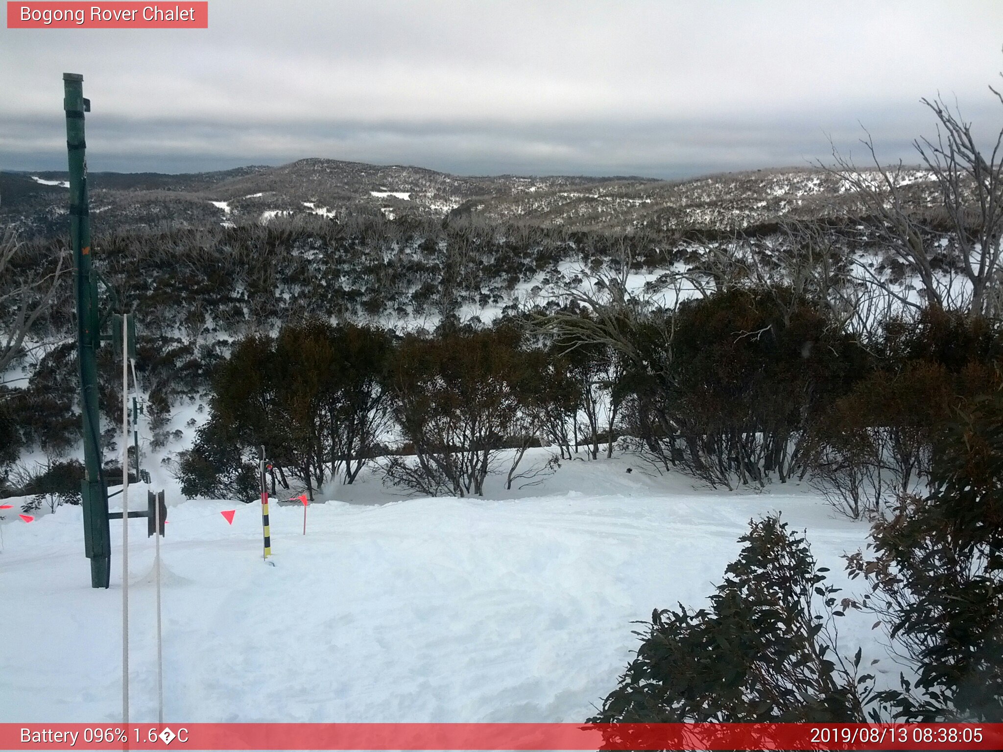 Bogong Web Cam 8:38am Tuesday 13th of August 2019