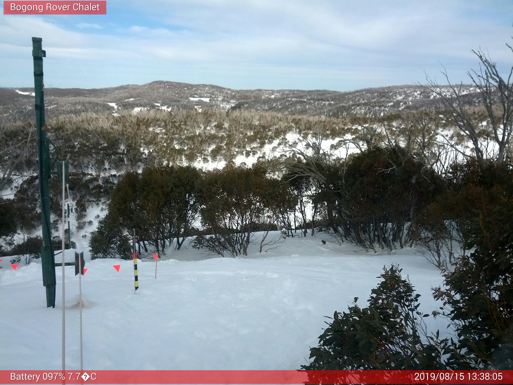 Bogong Web Cam 1:38pm Thursday 15th of August 2019