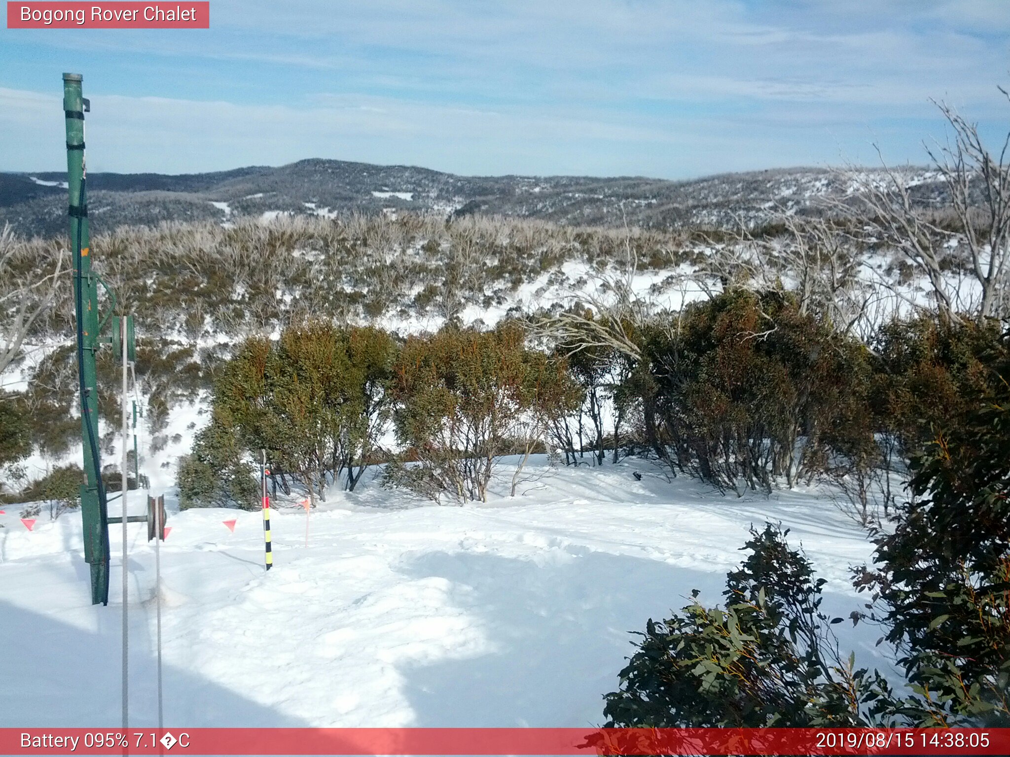 Bogong Web Cam 2:38pm Thursday 15th of August 2019