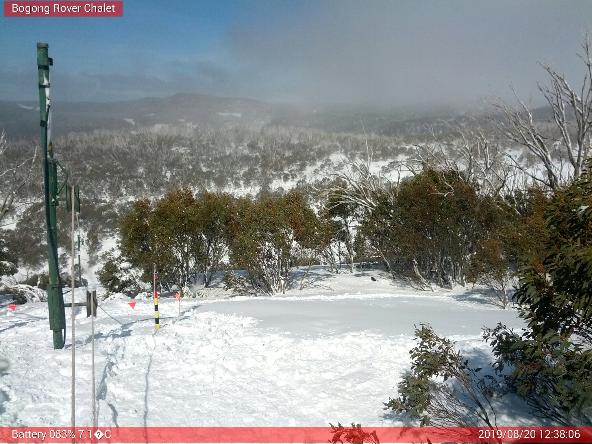 Bogong Web Cam 12:38pm Tuesday 20th of August 2019