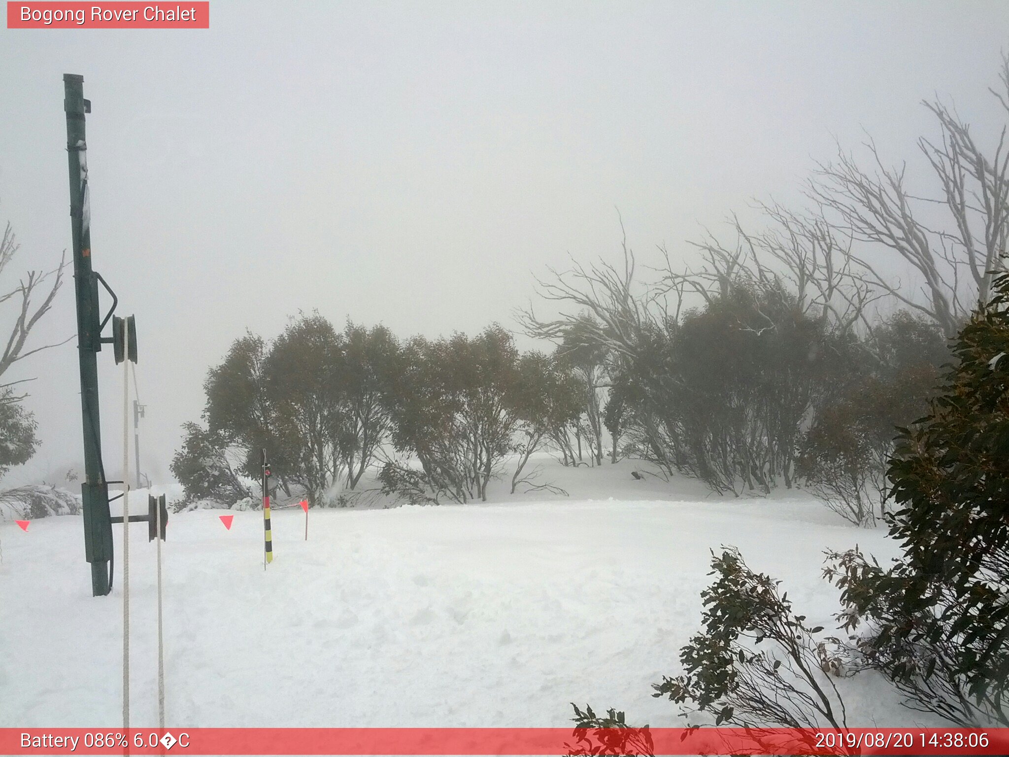 Bogong Web Cam 2:38pm Tuesday 20th of August 2019