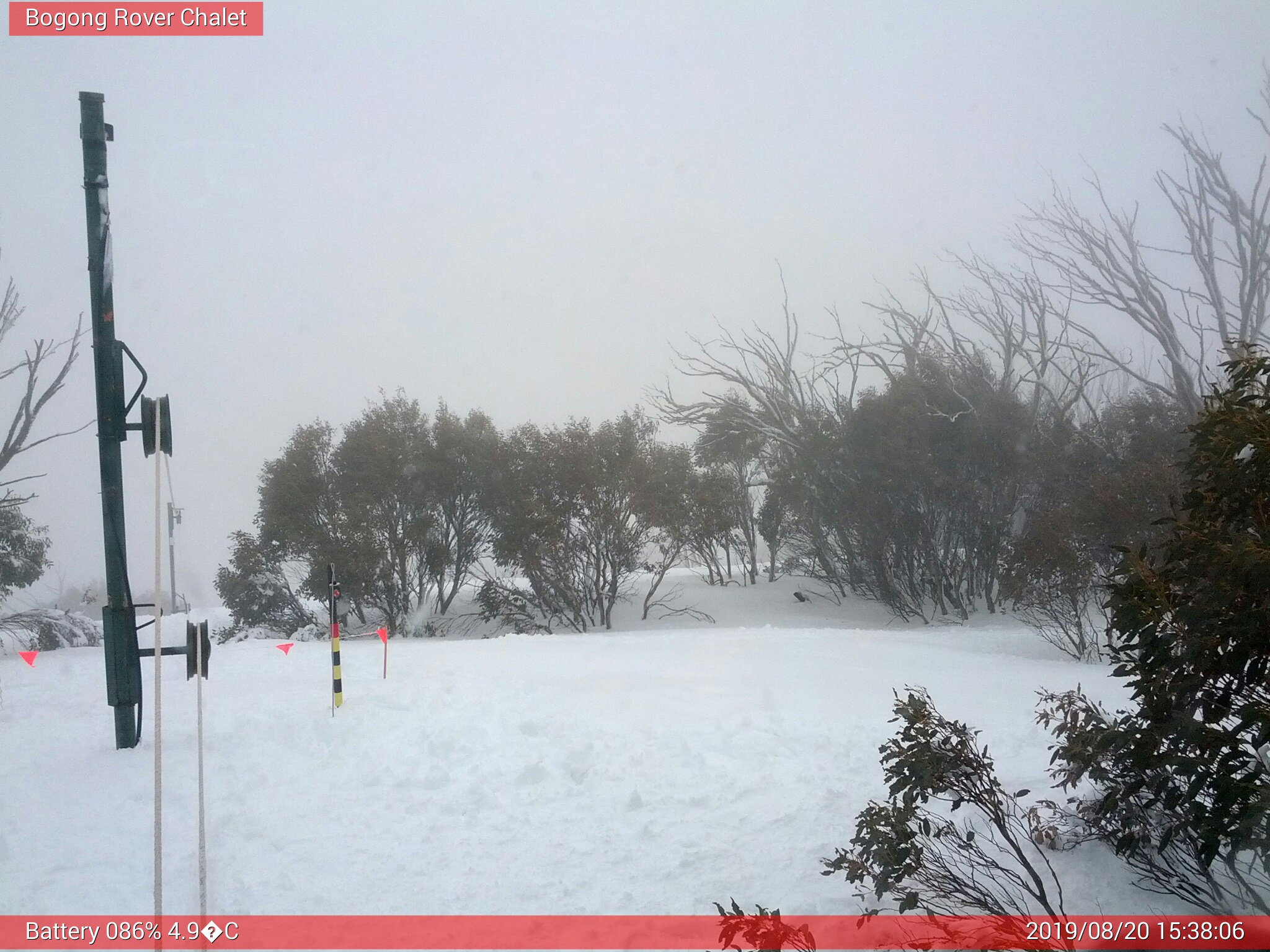 Bogong Web Cam 3:38pm Tuesday 20th of August 2019