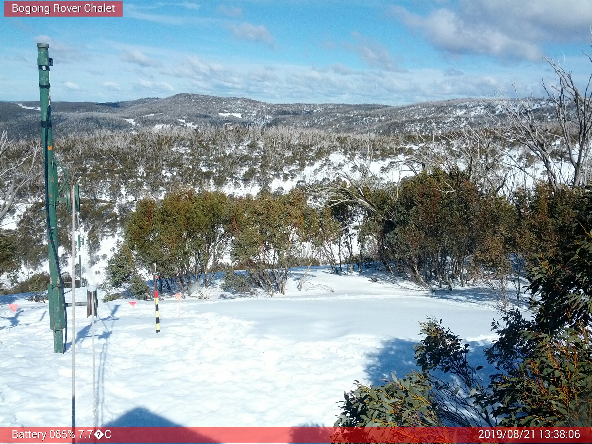 Bogong Web Cam 1:38pm Wednesday 21st of August 2019