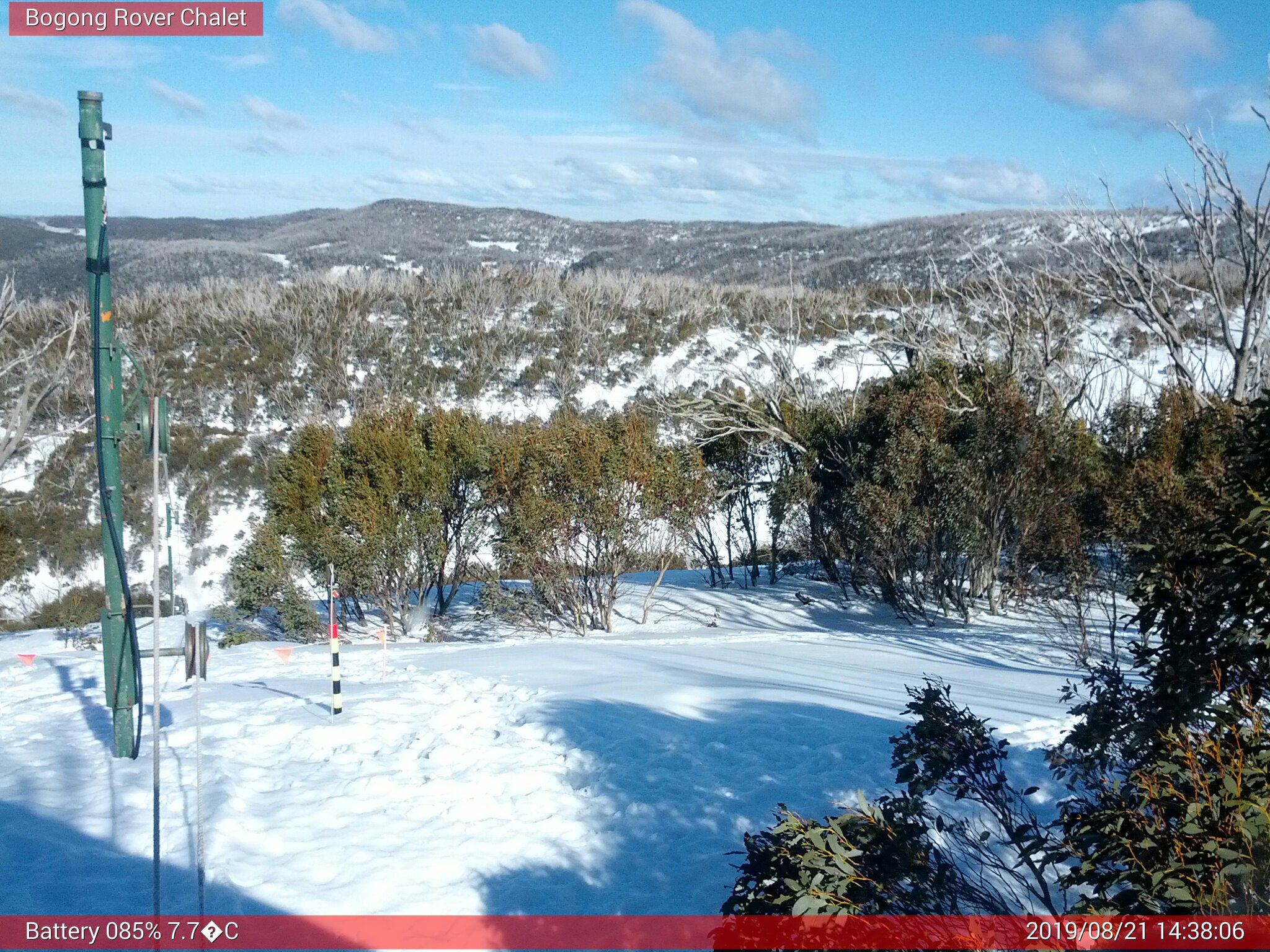 Bogong Web Cam 2:38pm Wednesday 21st of August 2019