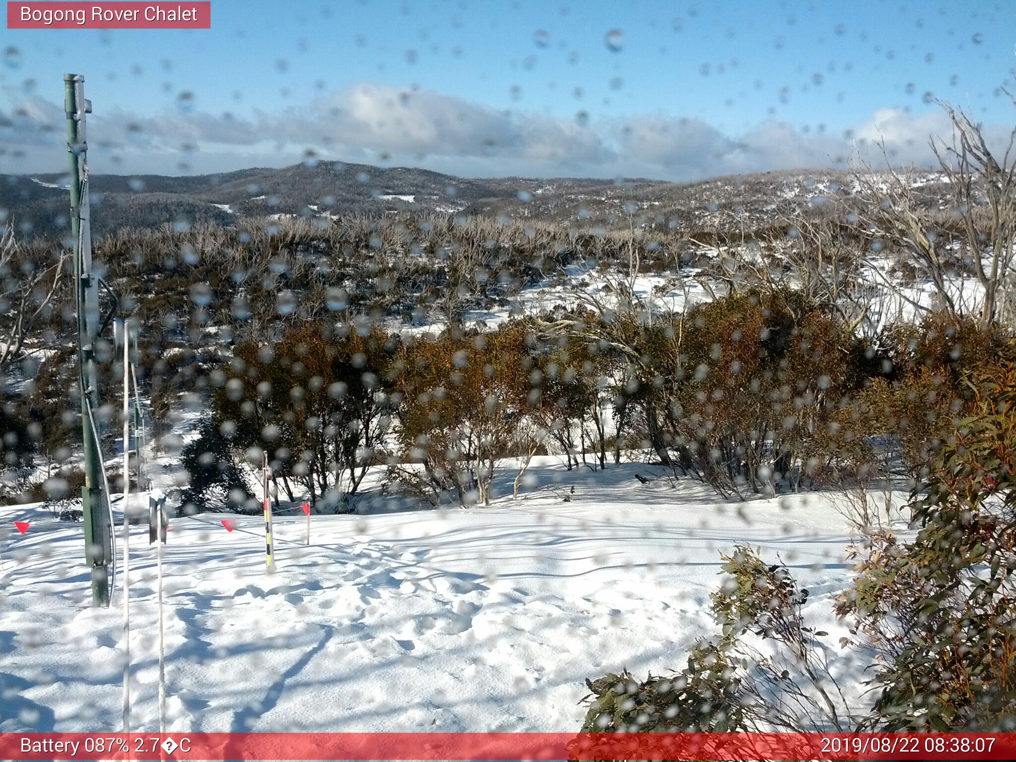 Bogong Web Cam 8:38am Thursday 22nd of August 2019