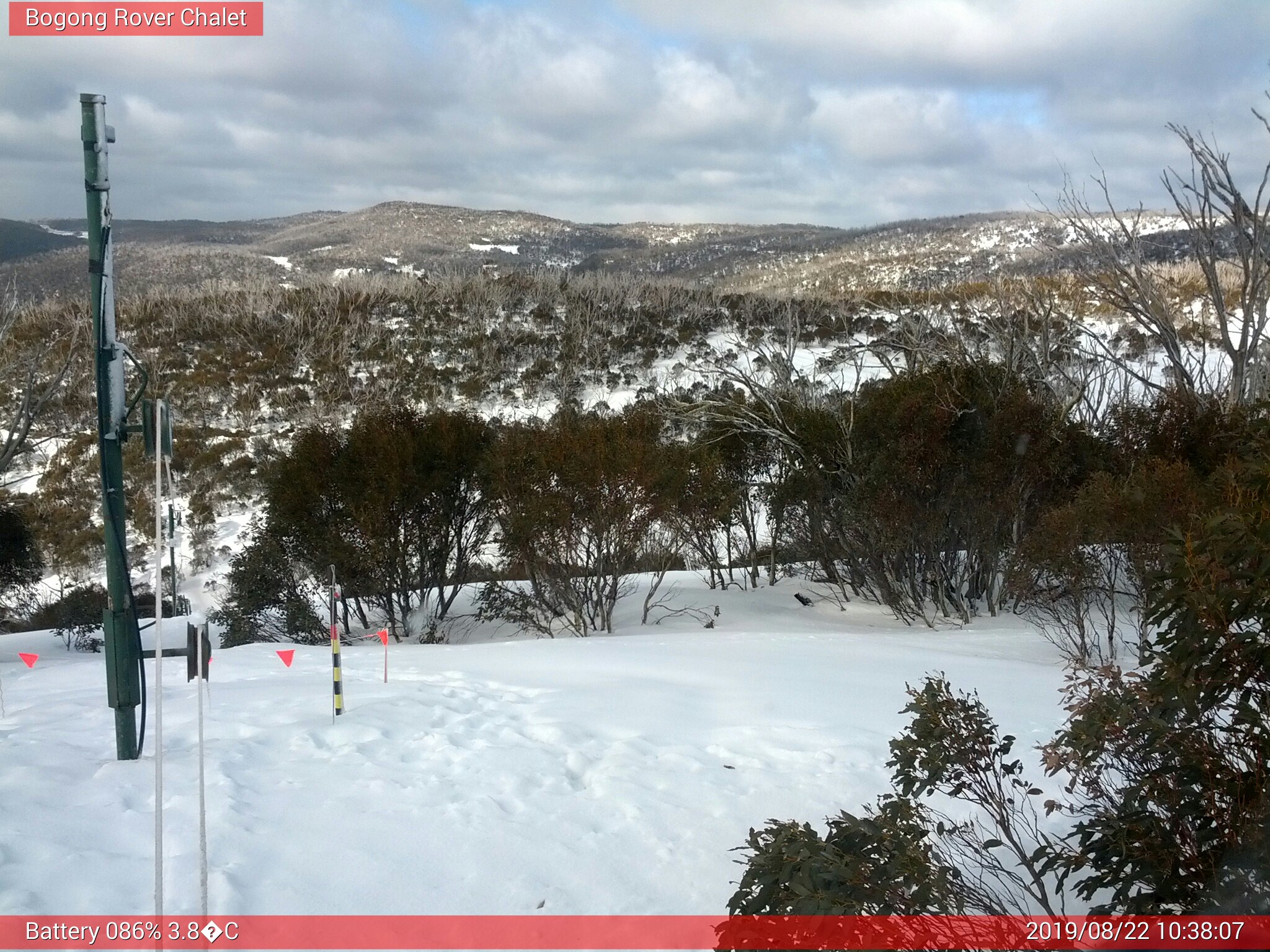 Bogong Web Cam 10:38am Thursday 22nd of August 2019