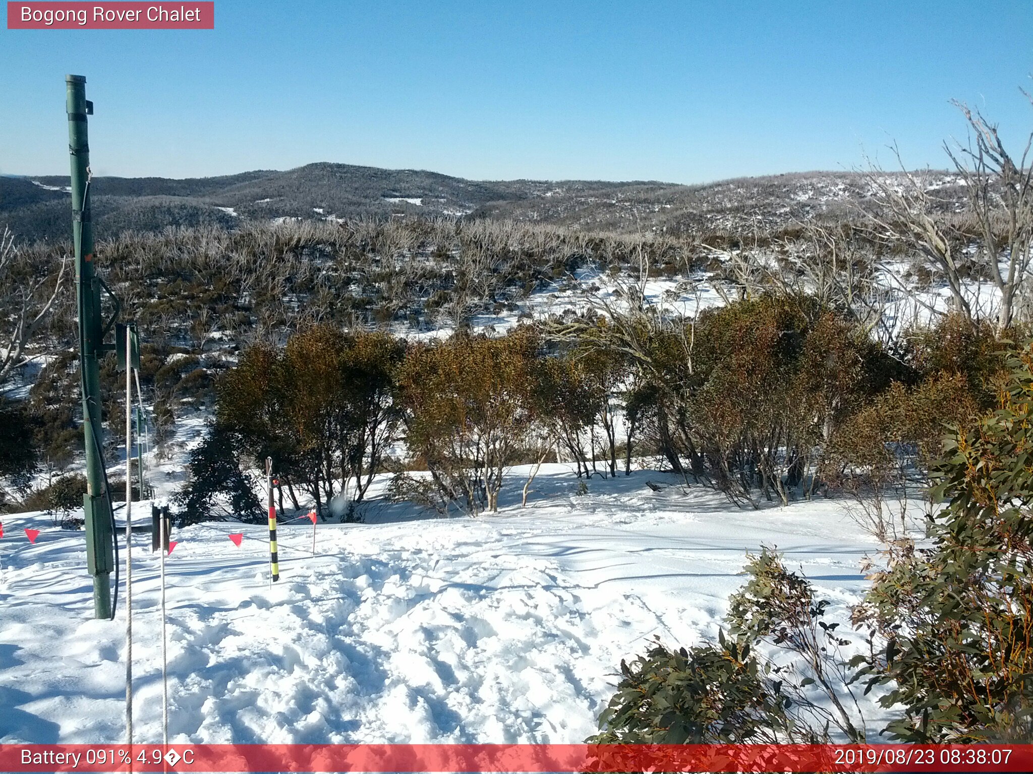 Bogong Web Cam 8:38am Friday 23rd of August 2019