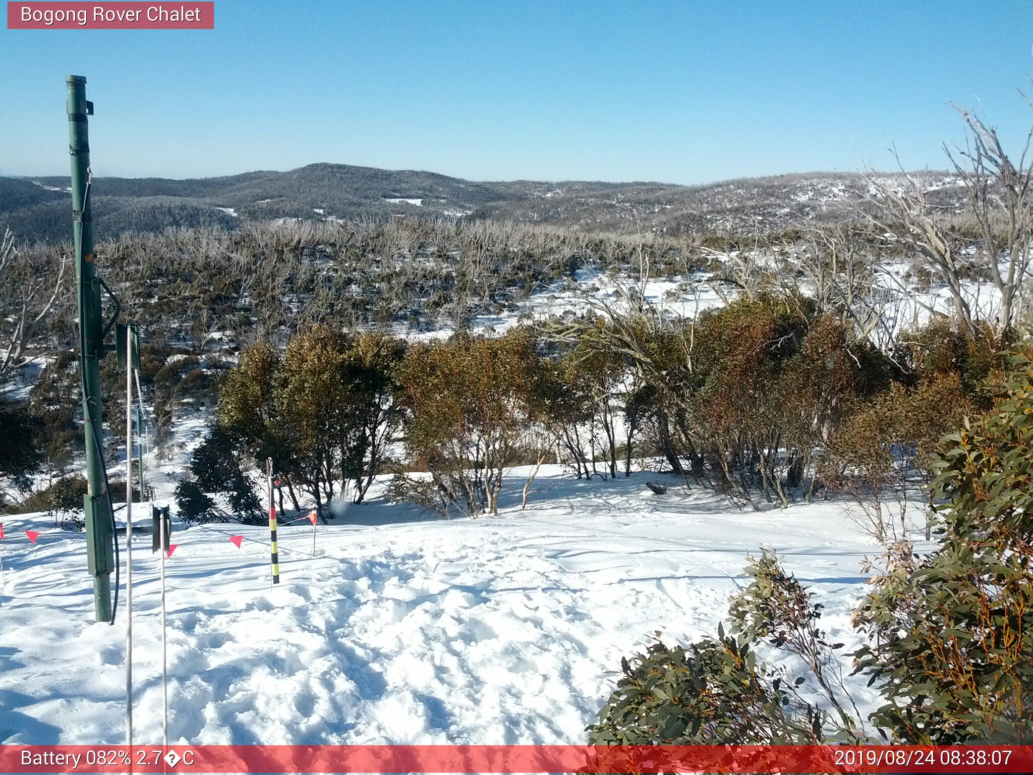 Bogong Web Cam 8:38am Saturday 24th of August 2019