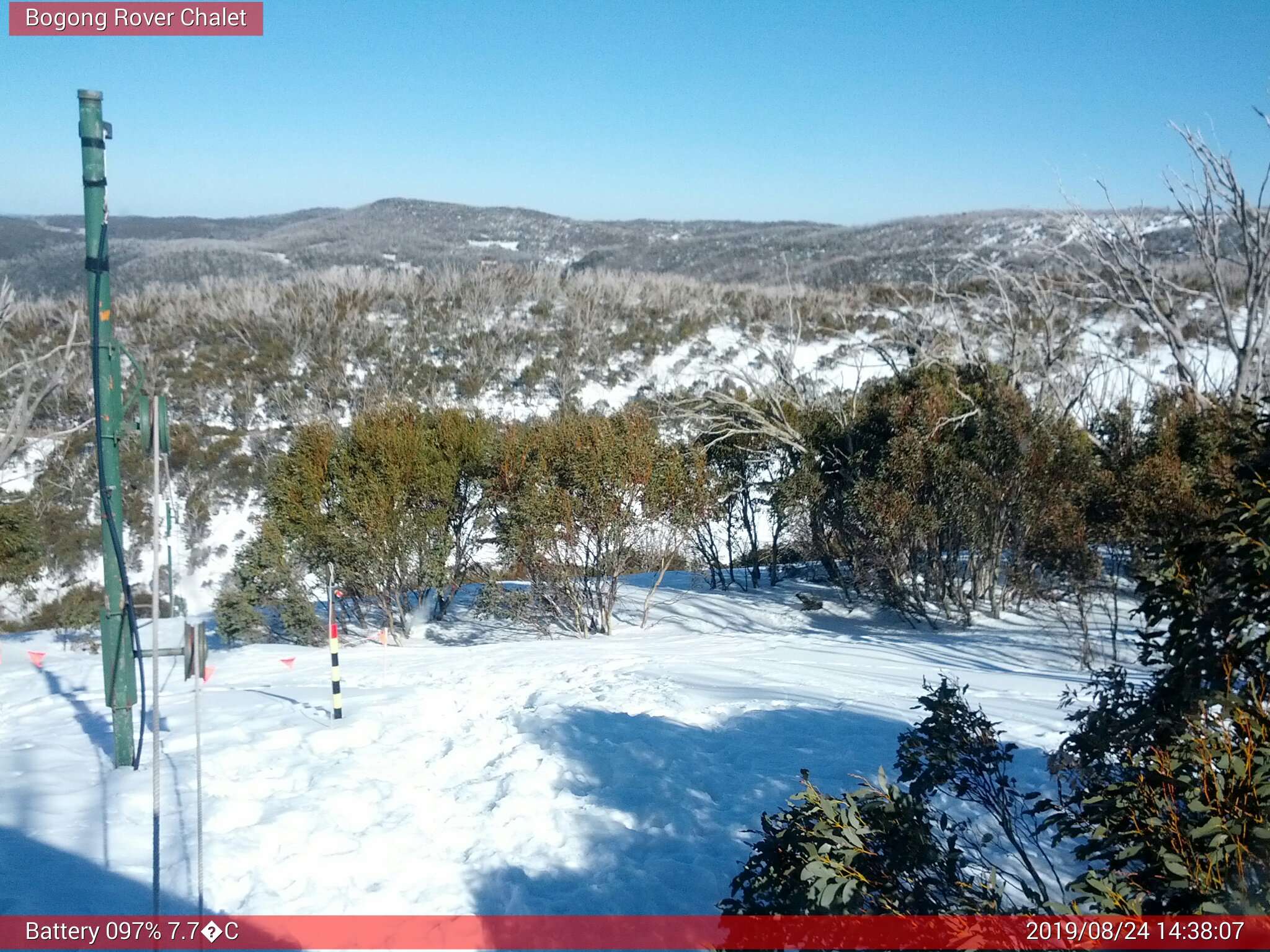 Bogong Web Cam 2:38pm Saturday 24th of August 2019