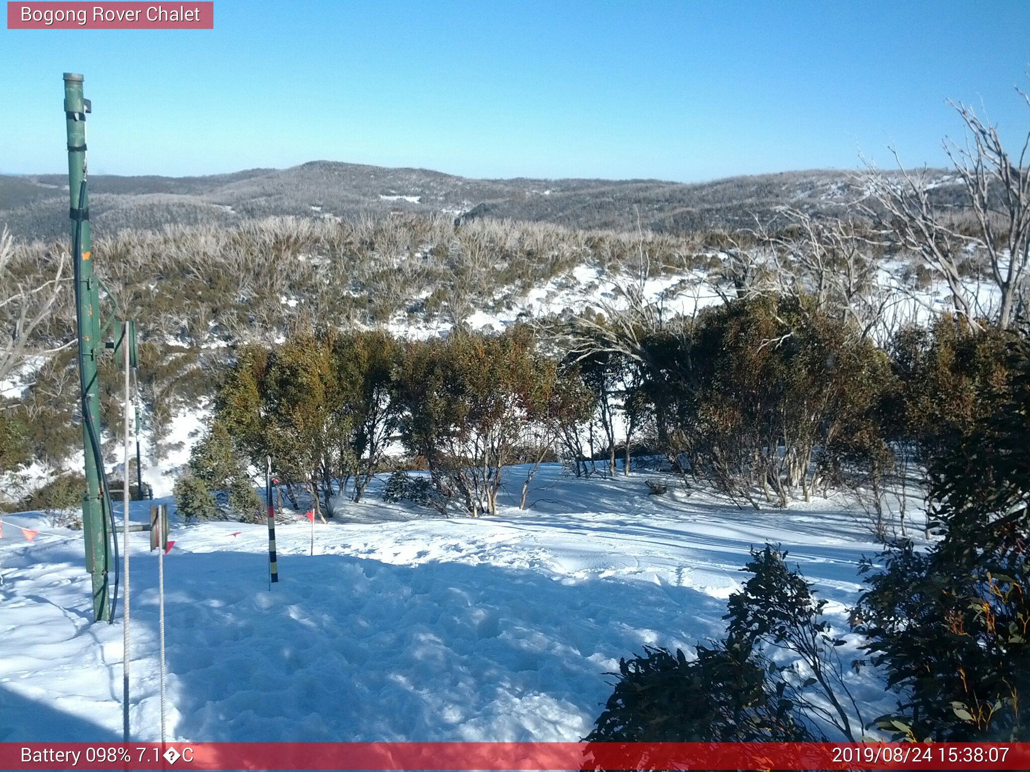 Bogong Web Cam 3:38pm Saturday 24th of August 2019