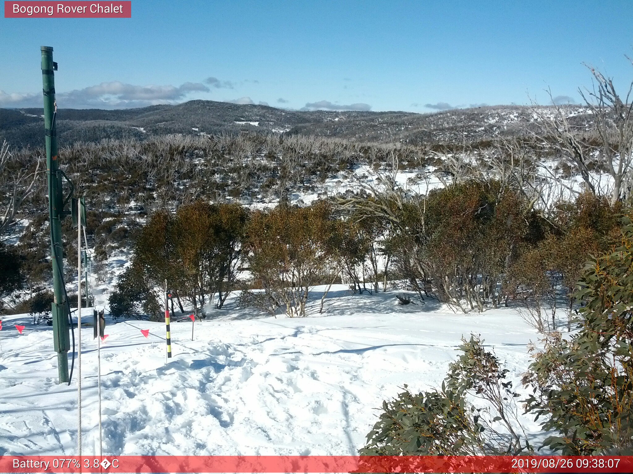 Bogong Web Cam 9:38am Monday 26th of August 2019