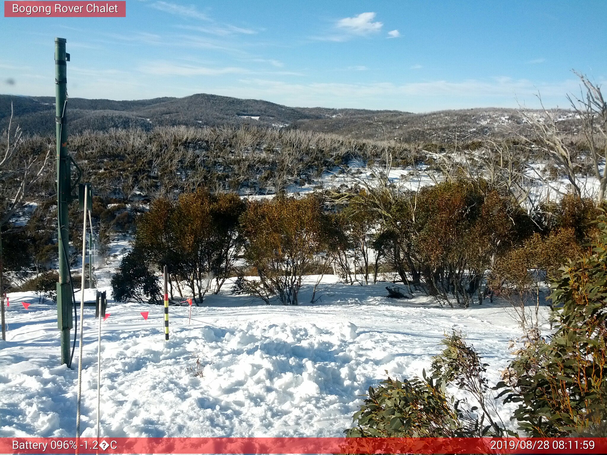 Bogong Web Cam 8:11am Wednesday 28th of August 2019