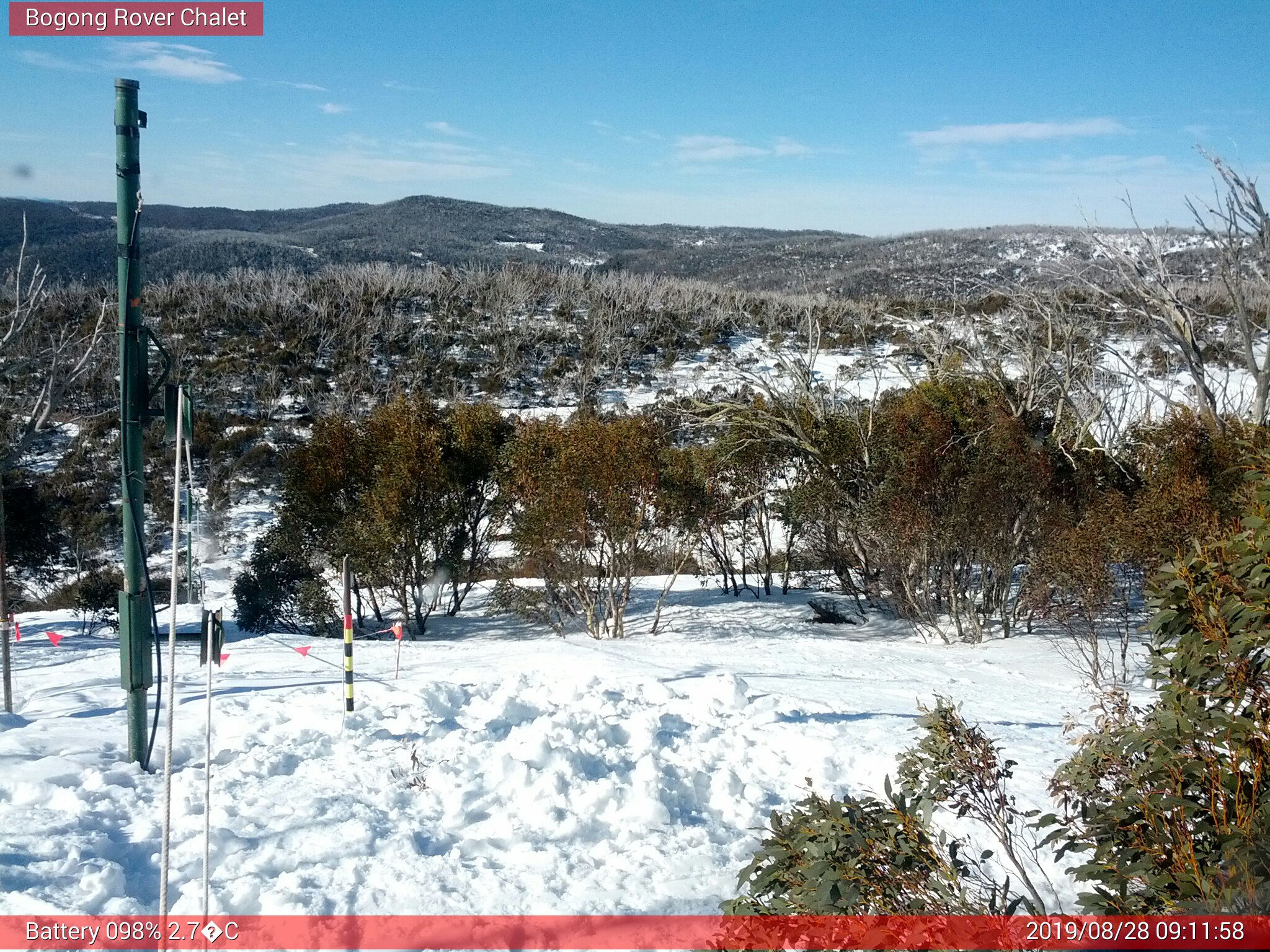 Bogong Web Cam 9:11am Wednesday 28th of August 2019