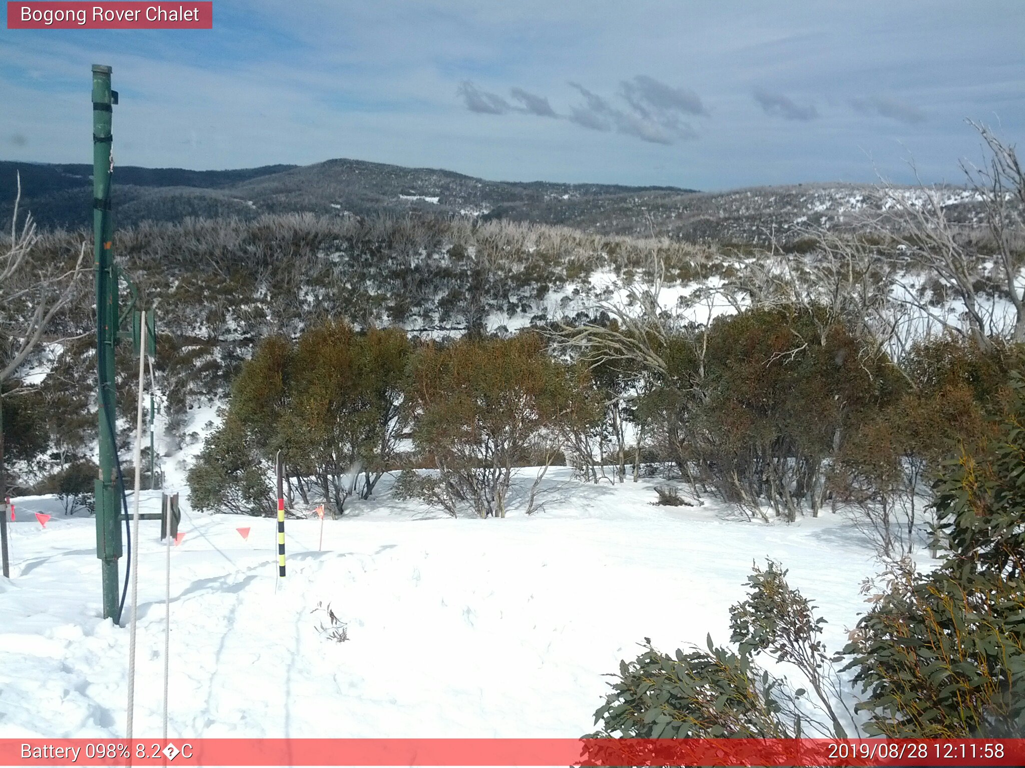 Bogong Web Cam 12:11pm Wednesday 28th of August 2019