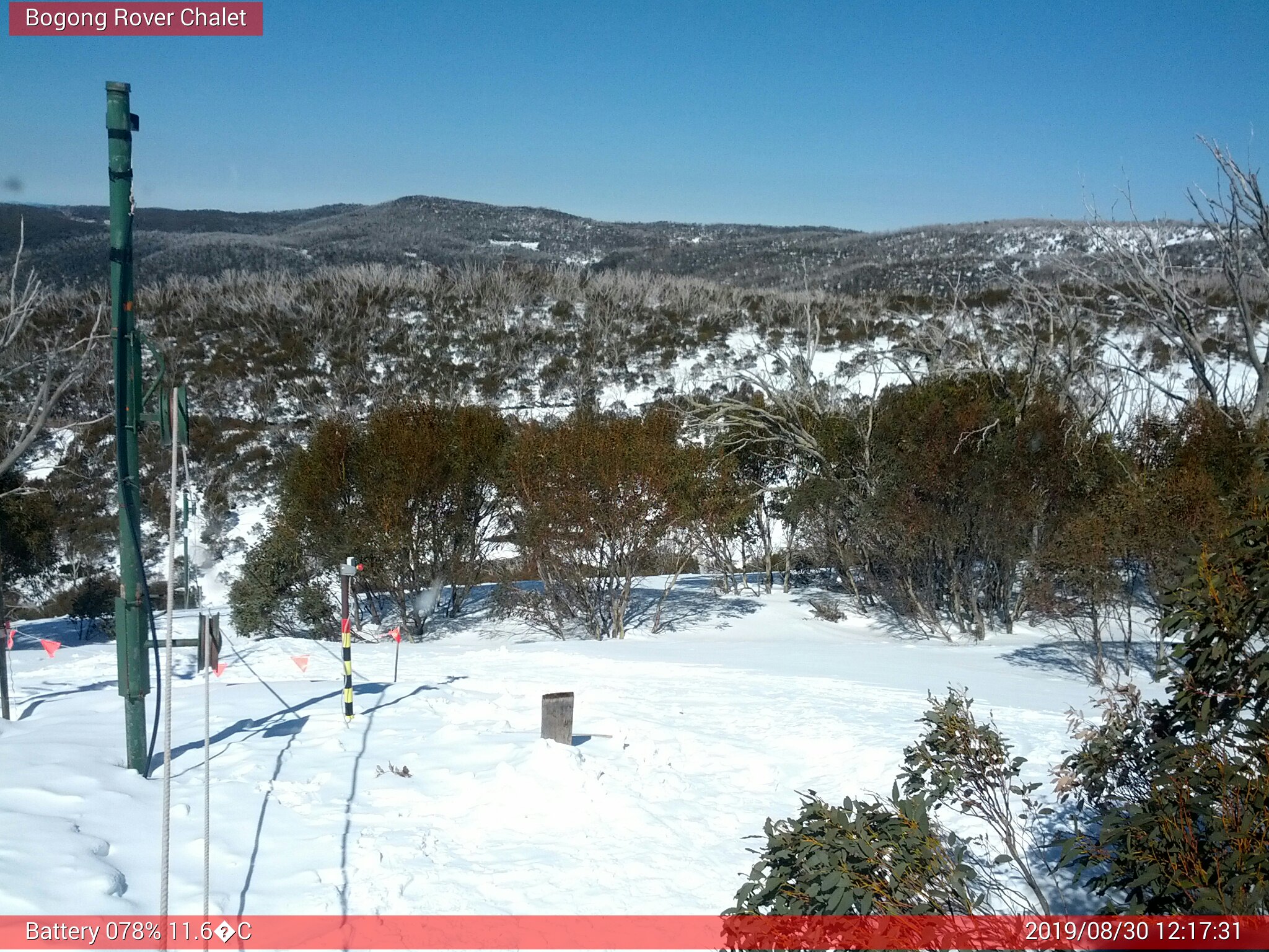 Bogong Web Cam 12:17pm Friday 30th of August 2019