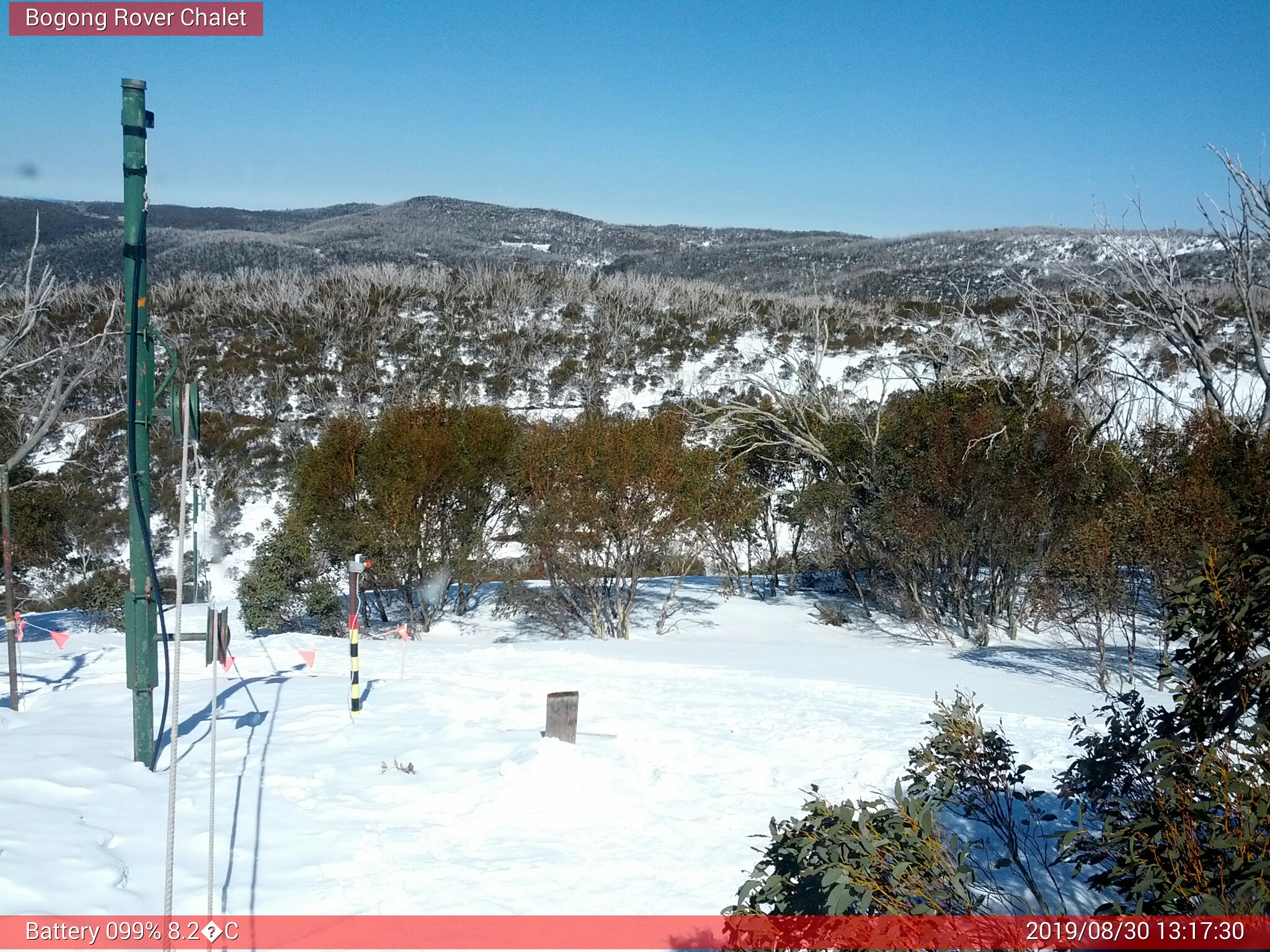 Bogong Web Cam 1:17pm Friday 30th of August 2019