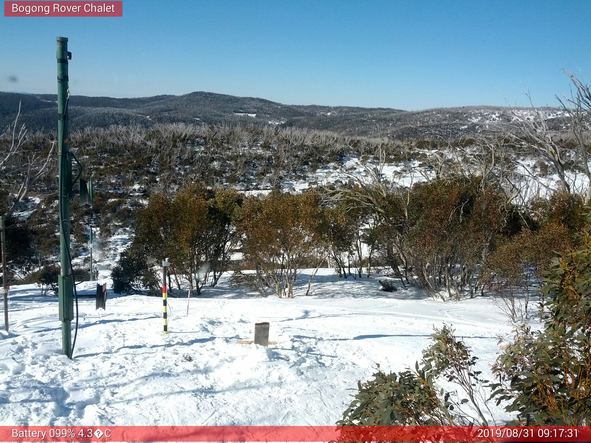 Bogong Web Cam 9:17am Saturday 31st of August 2019