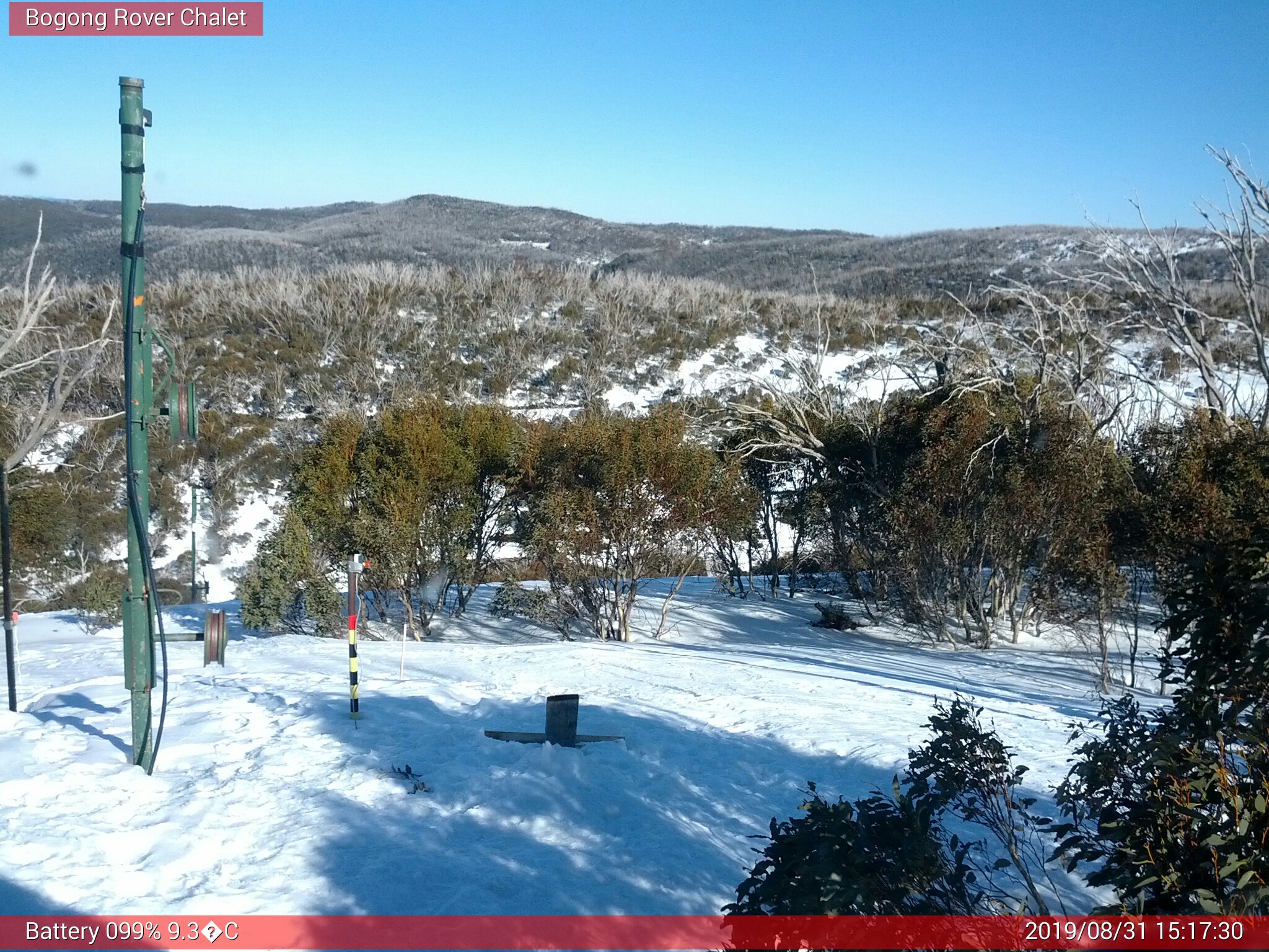 Bogong Web Cam 3:17pm Saturday 31st of August 2019