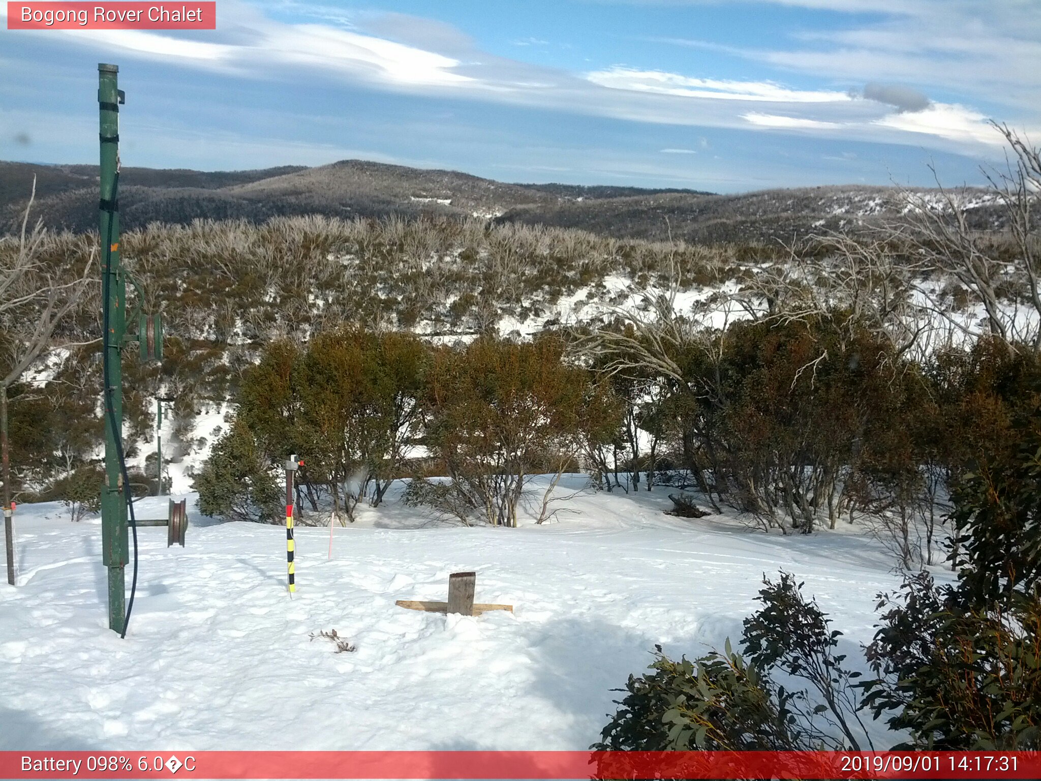 Bogong Web Cam 2:17pm Sunday 1st of September 2019