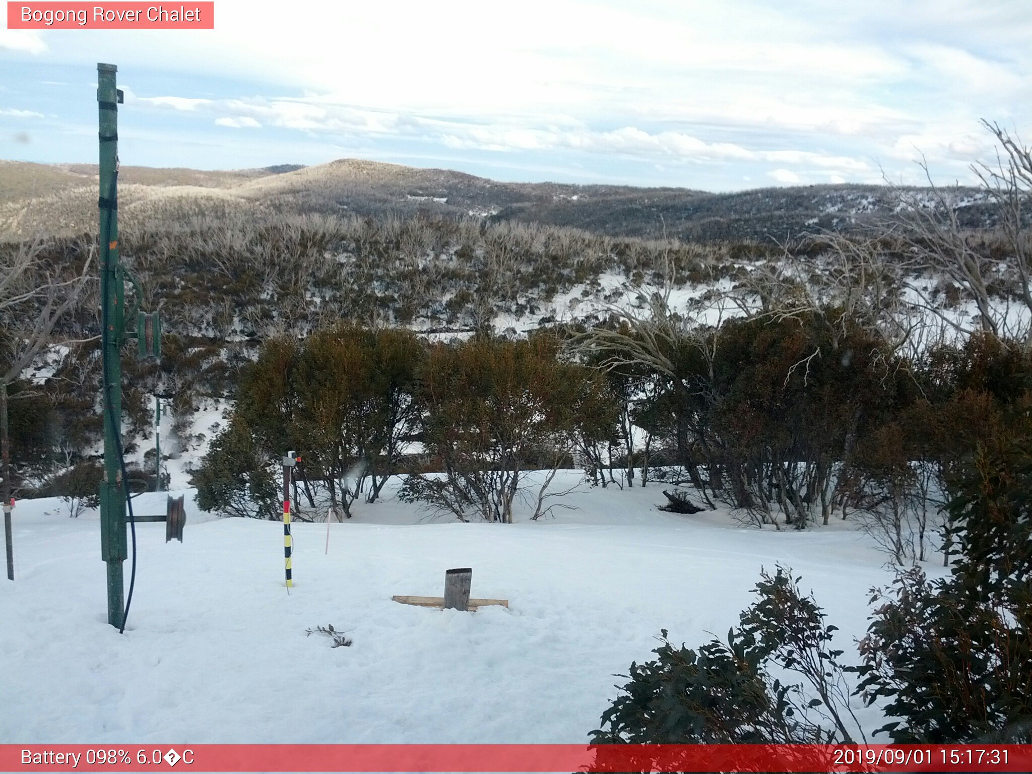 Bogong Web Cam 3:17pm Sunday 1st of September 2019