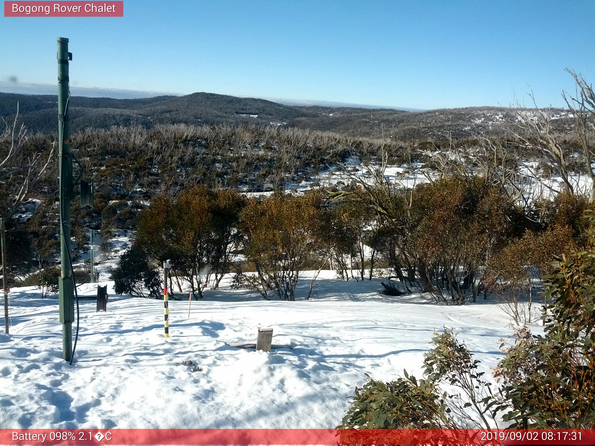 Bogong Web Cam 8:17am Monday 2nd of September 2019