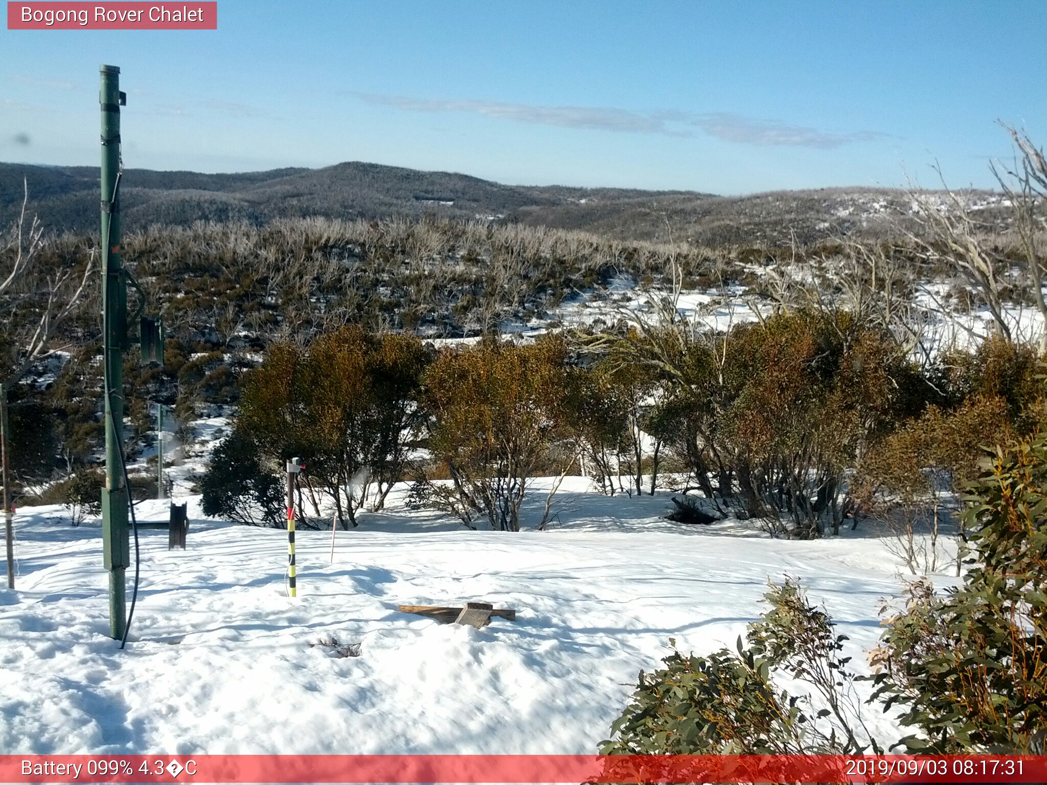 Bogong Web Cam 8:17am Tuesday 3rd of September 2019