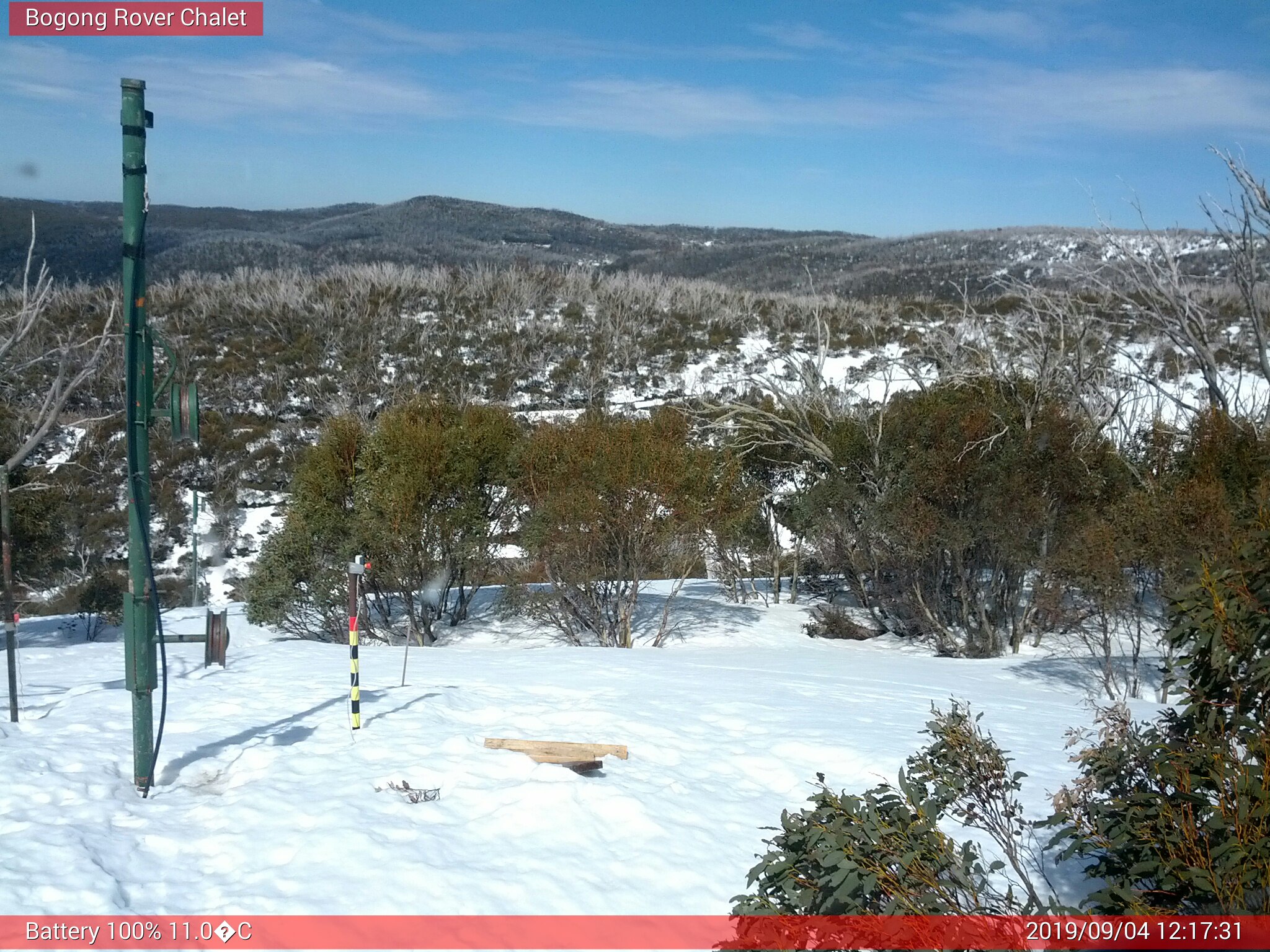 Bogong Web Cam 12:17pm Wednesday 4th of September 2019