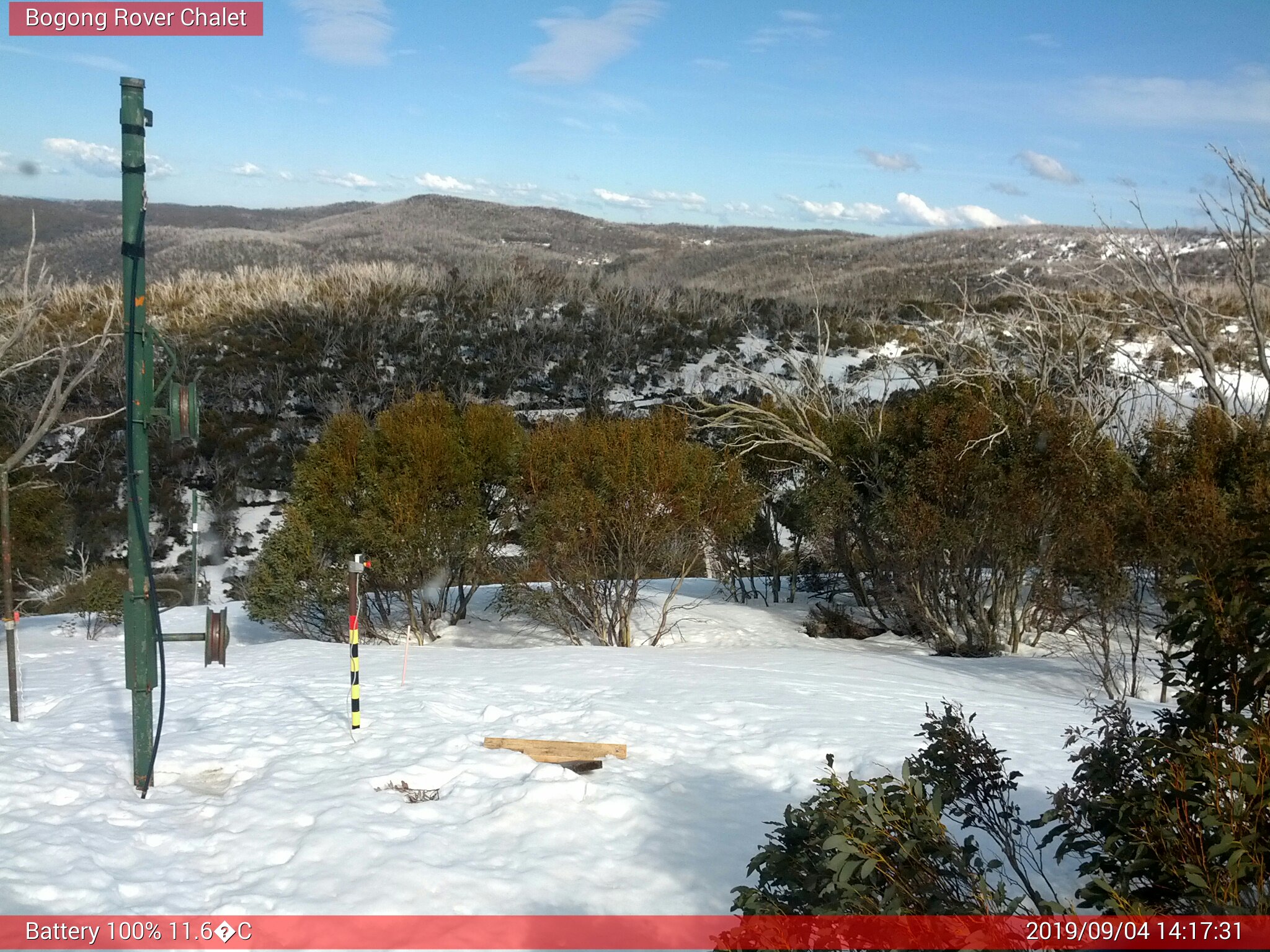 Bogong Web Cam 2:17pm Wednesday 4th of September 2019