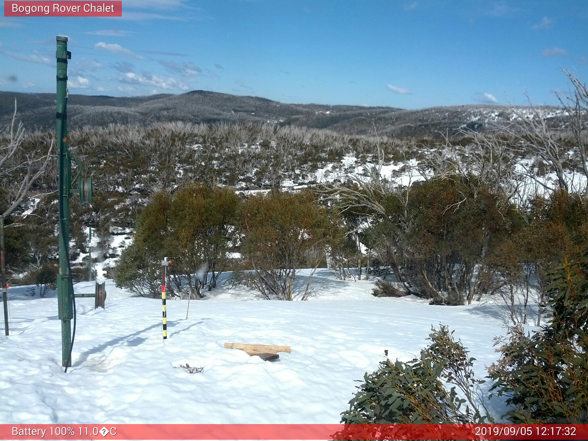 Bogong Web Cam 12:17pm Thursday 5th of September 2019