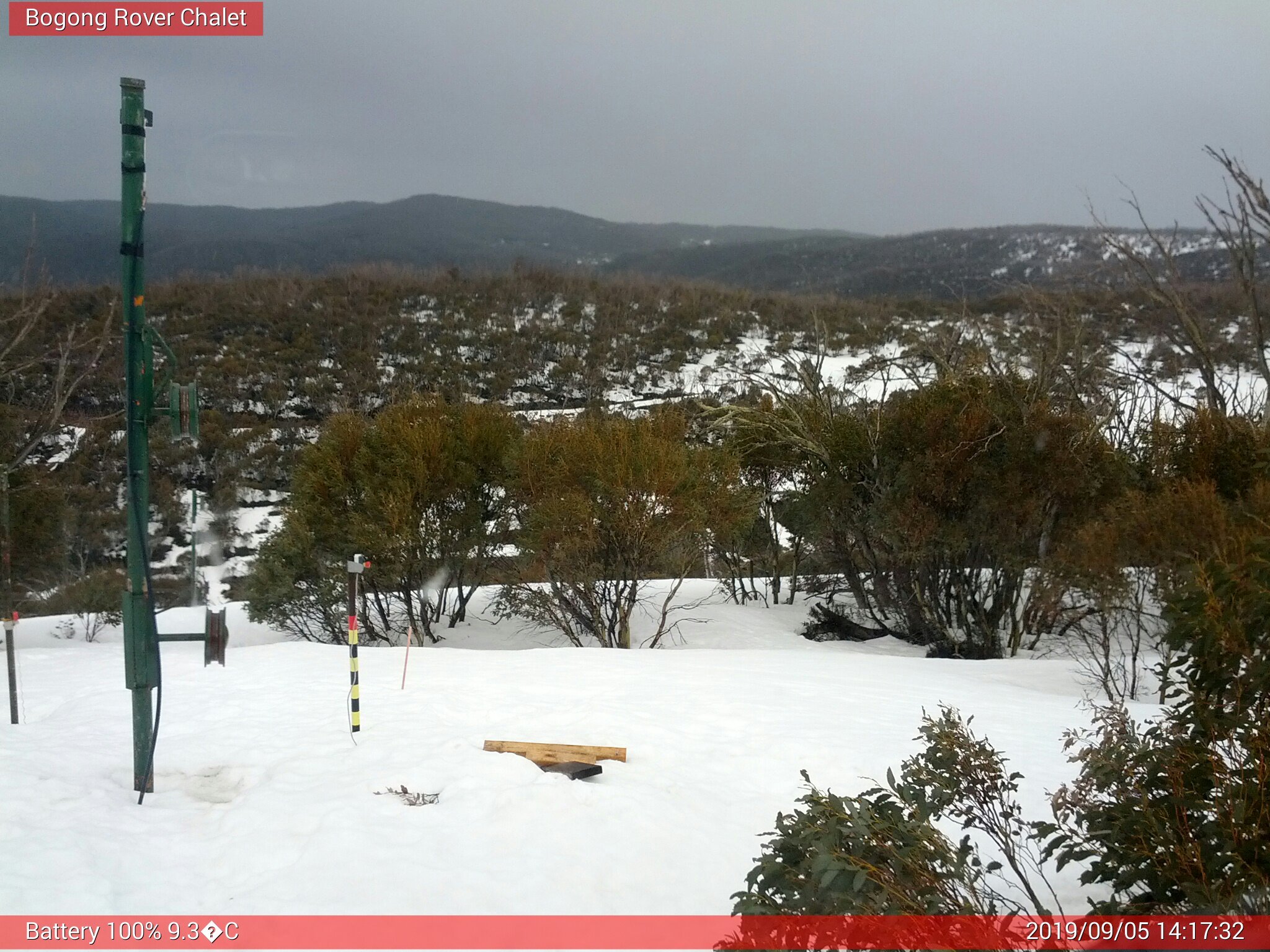 Bogong Web Cam 2:17pm Thursday 5th of September 2019