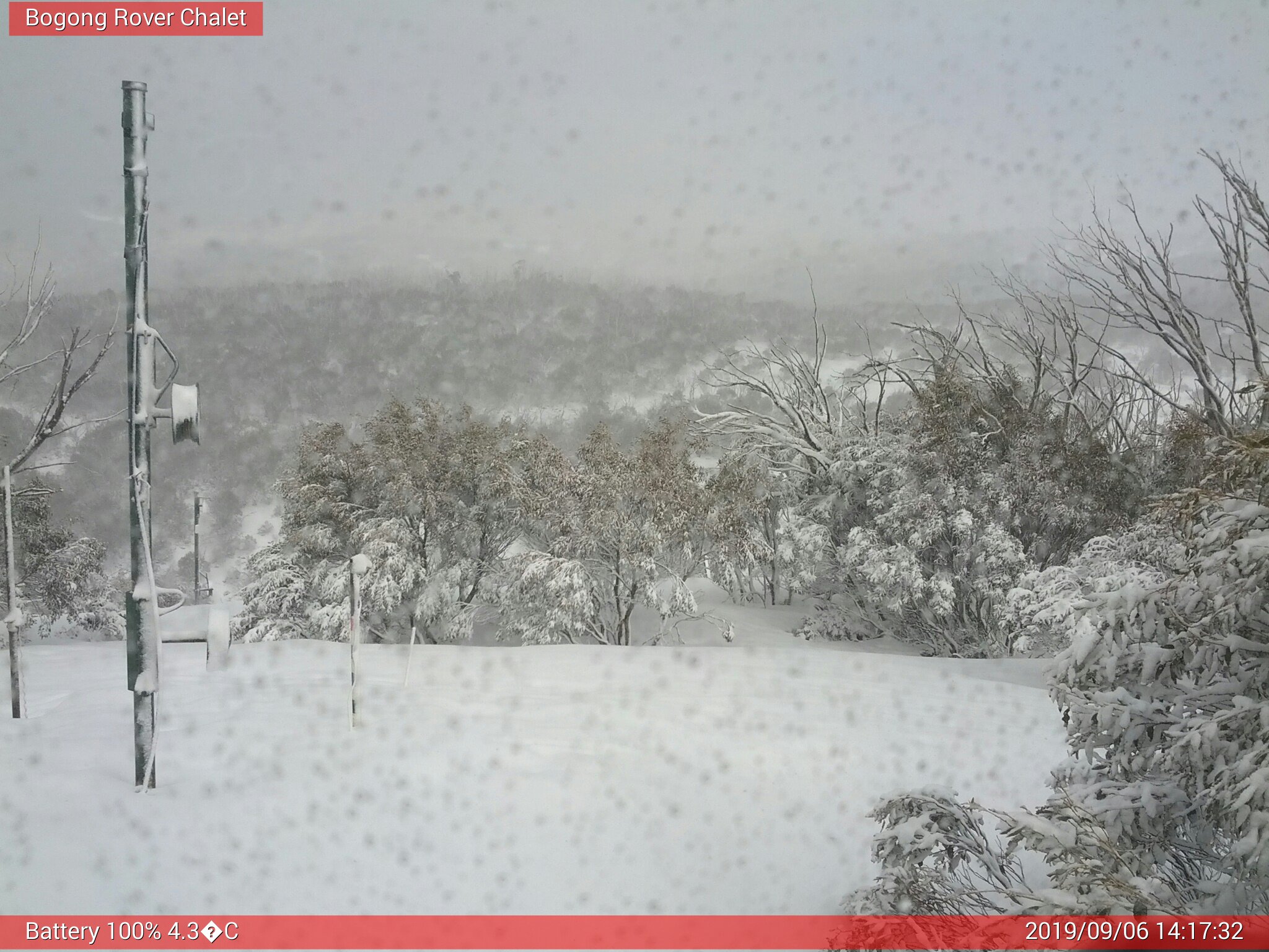 Bogong Web Cam 2:17pm Friday 6th of September 2019