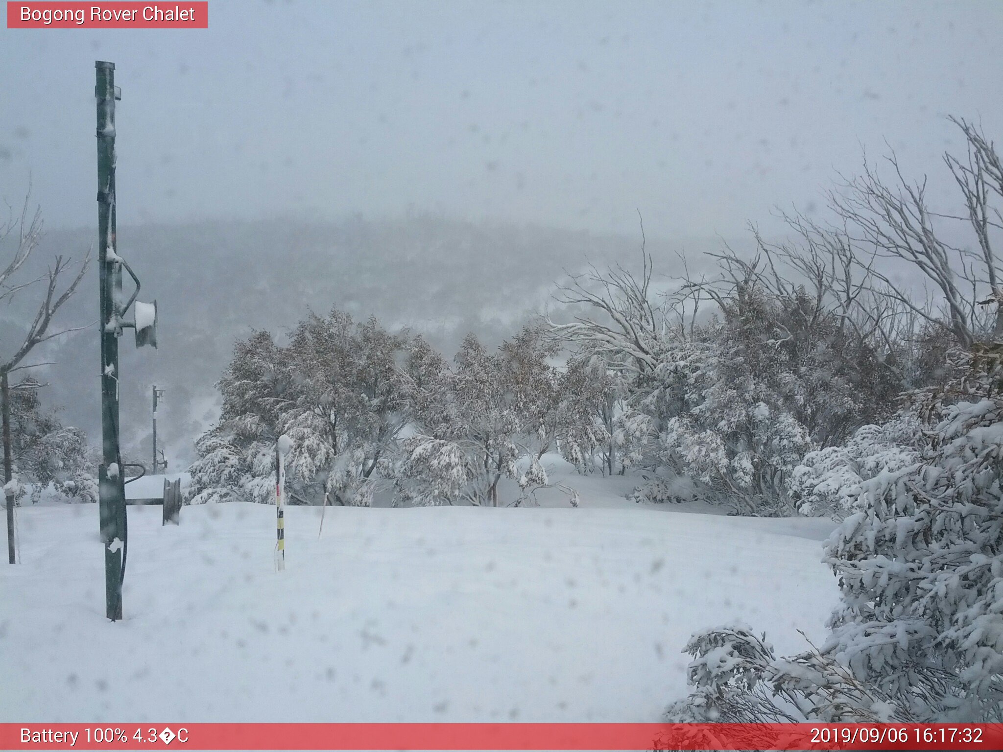 Bogong Web Cam 4:17pm Friday 6th of September 2019