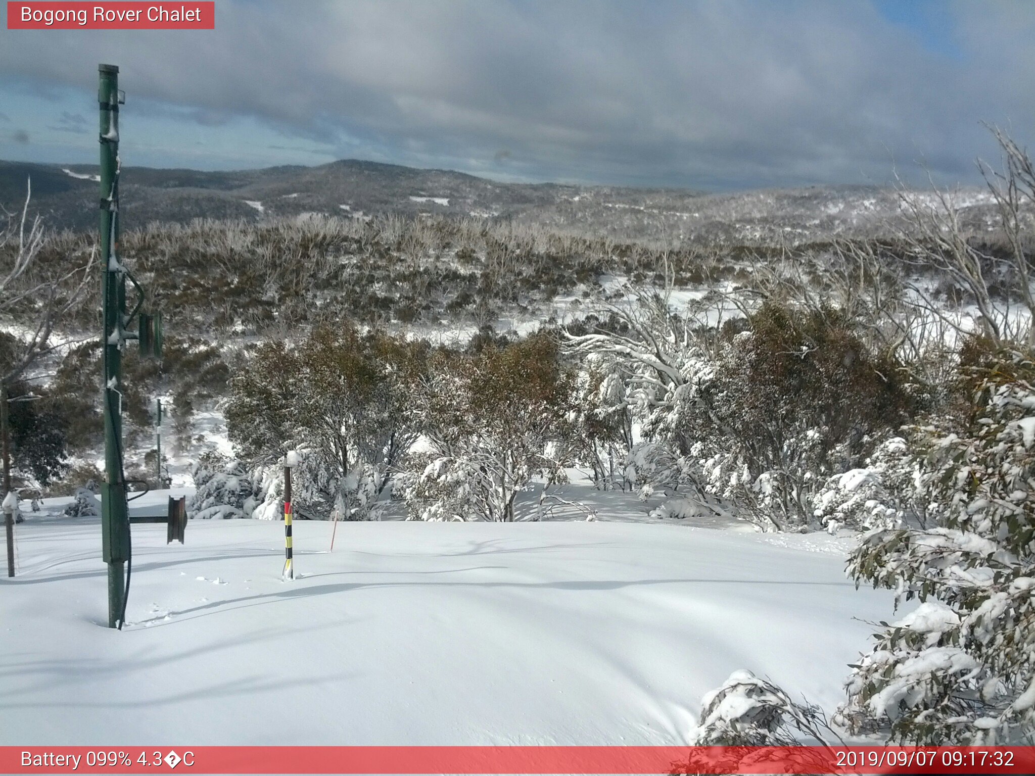 Bogong Web Cam 9:17am Saturday 7th of September 2019