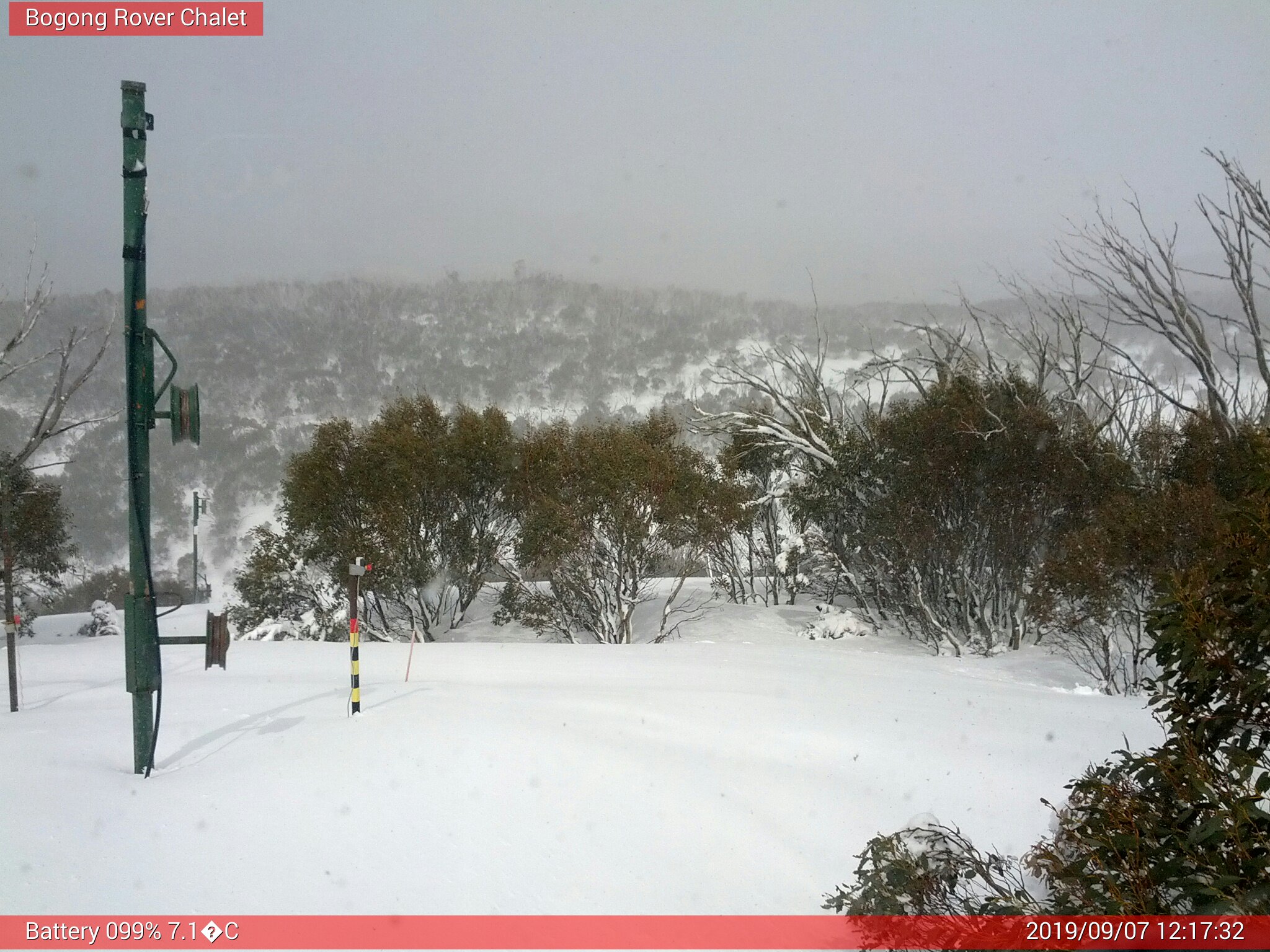 Bogong Web Cam 12:17pm Saturday 7th of September 2019