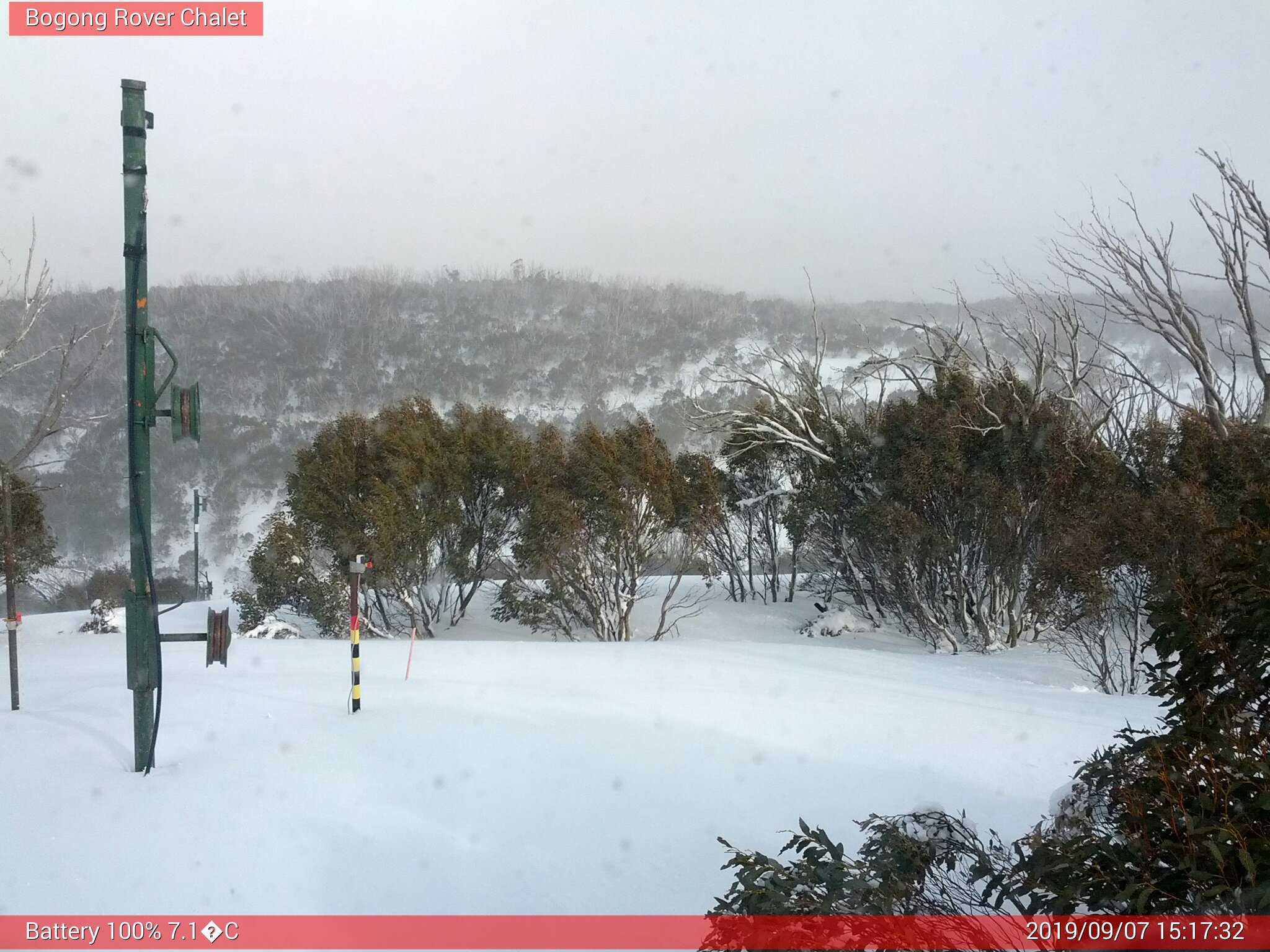 Bogong Web Cam 3:17pm Saturday 7th of September 2019