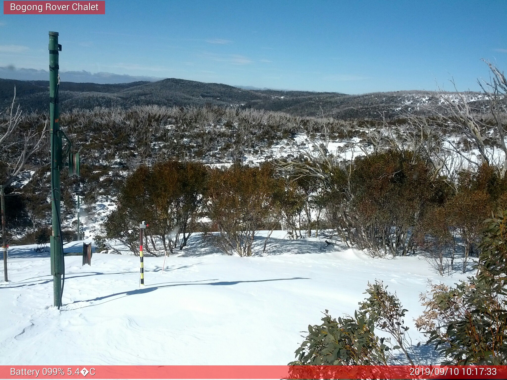 Bogong Web Cam 10:17am Tuesday 10th of September 2019