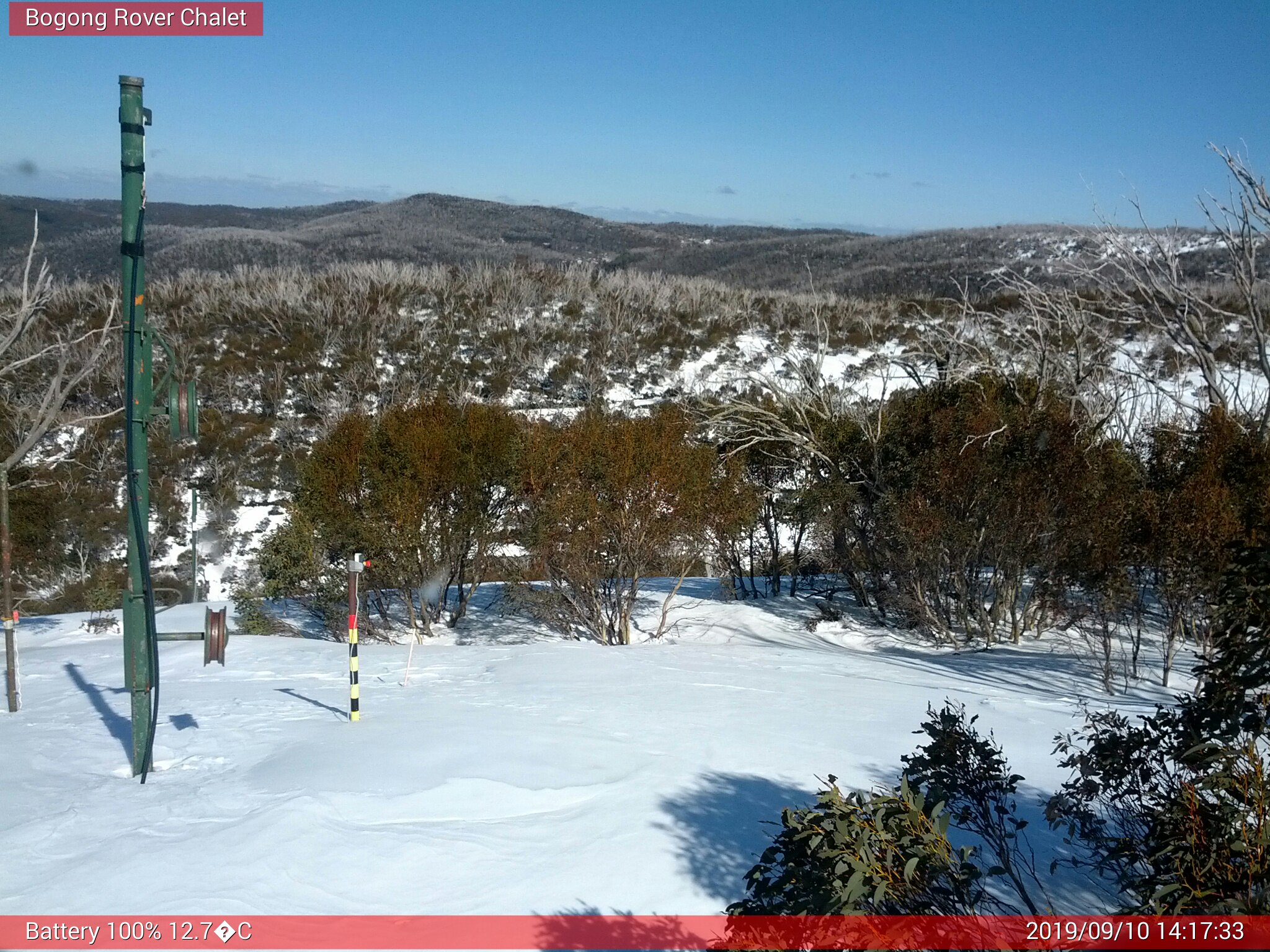 Bogong Web Cam 2:17pm Tuesday 10th of September 2019