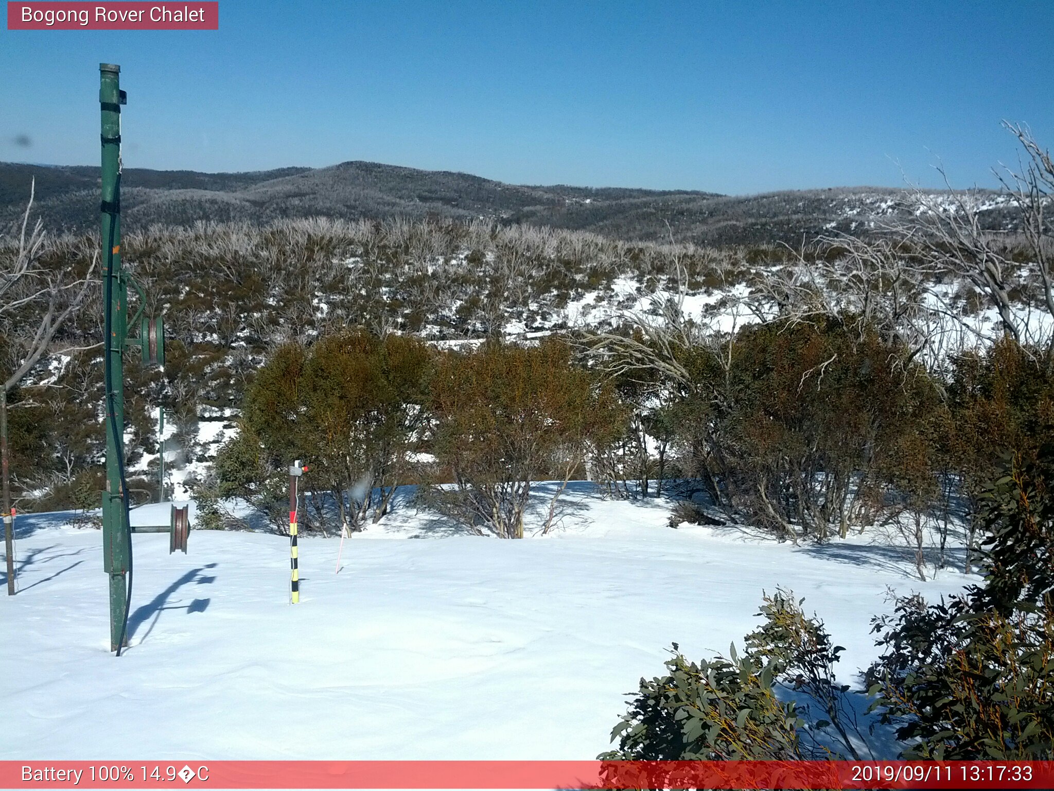 Bogong Web Cam 1:17pm Wednesday 11th of September 2019