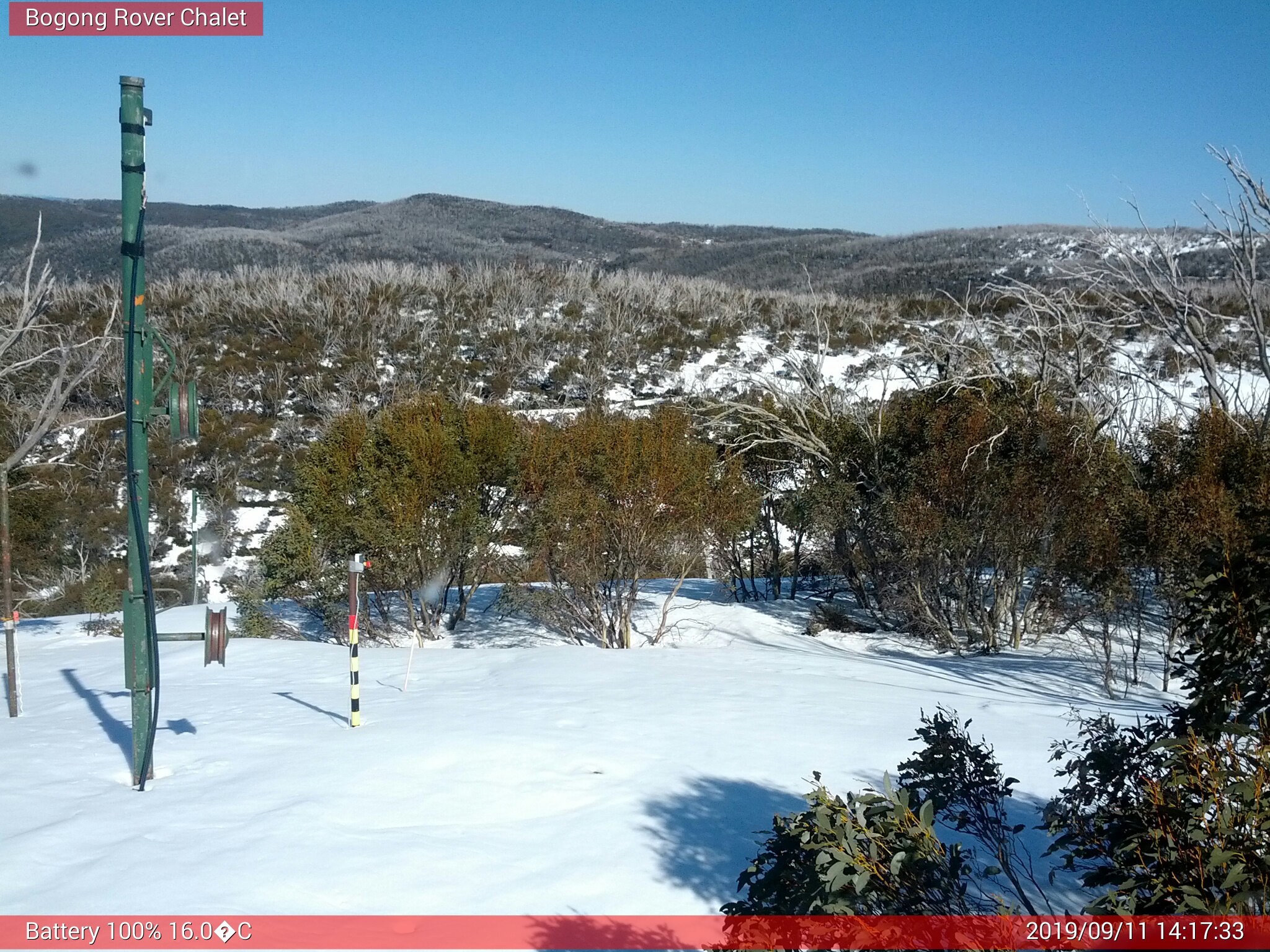 Bogong Web Cam 2:17pm Wednesday 11th of September 2019